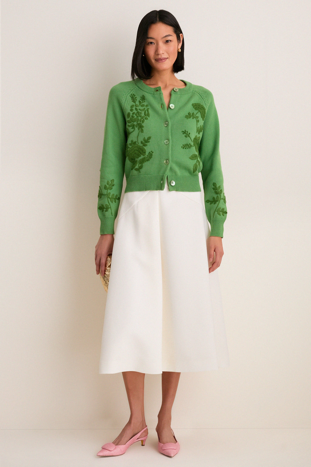 Pistachio Embroidered Floral Quincy Sweater
