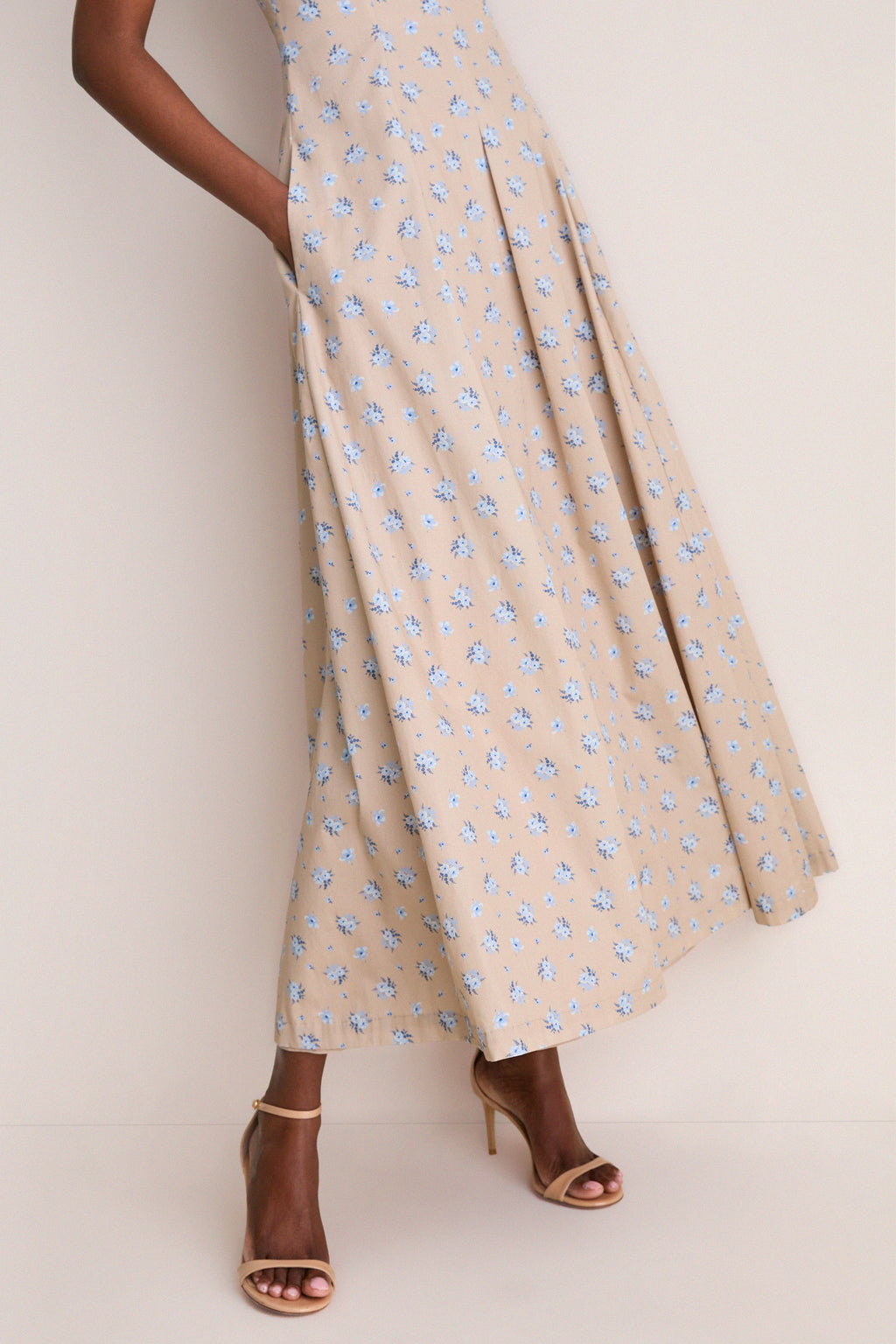 Sand and Oxford Floral Printed Cotton Caitlin Dress