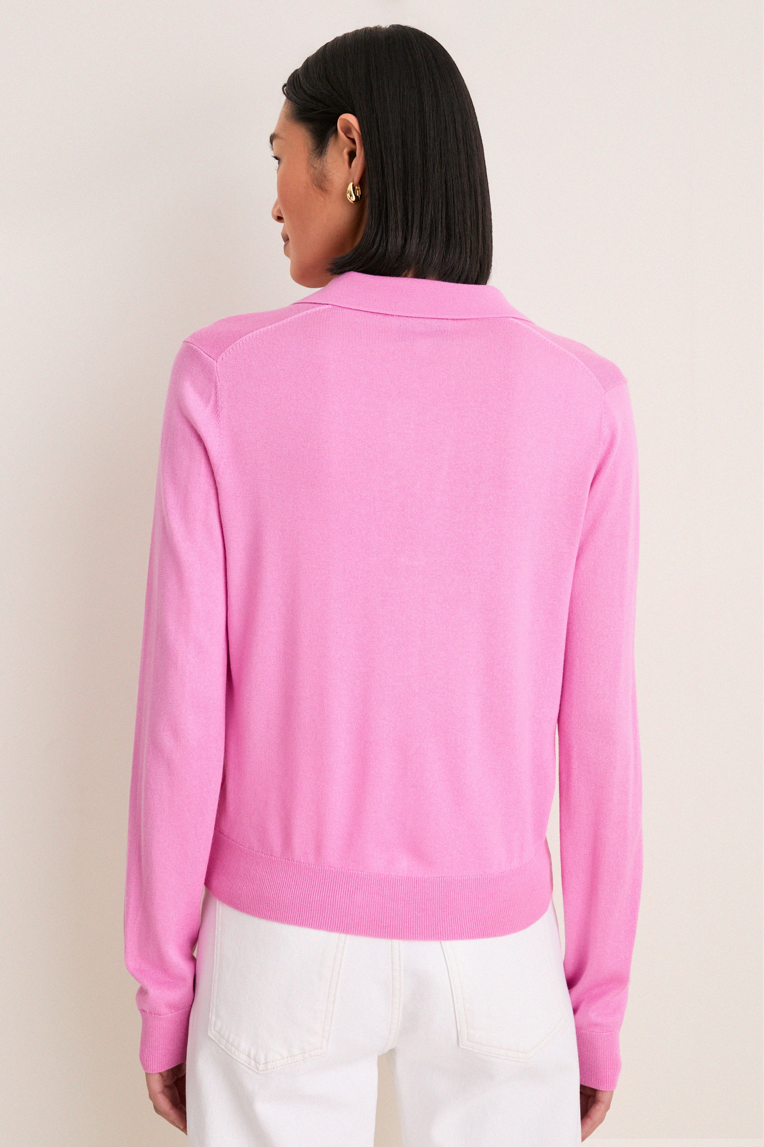Carnation Pink Cashmere Silk Theo Polo