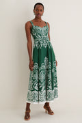 Miranda Dark Green Belt Buckles Maxi Dress