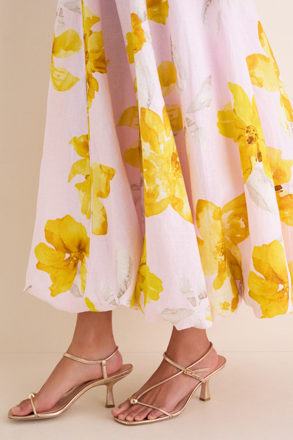 Pink and Yellow Francine Strapless Maxi Dress