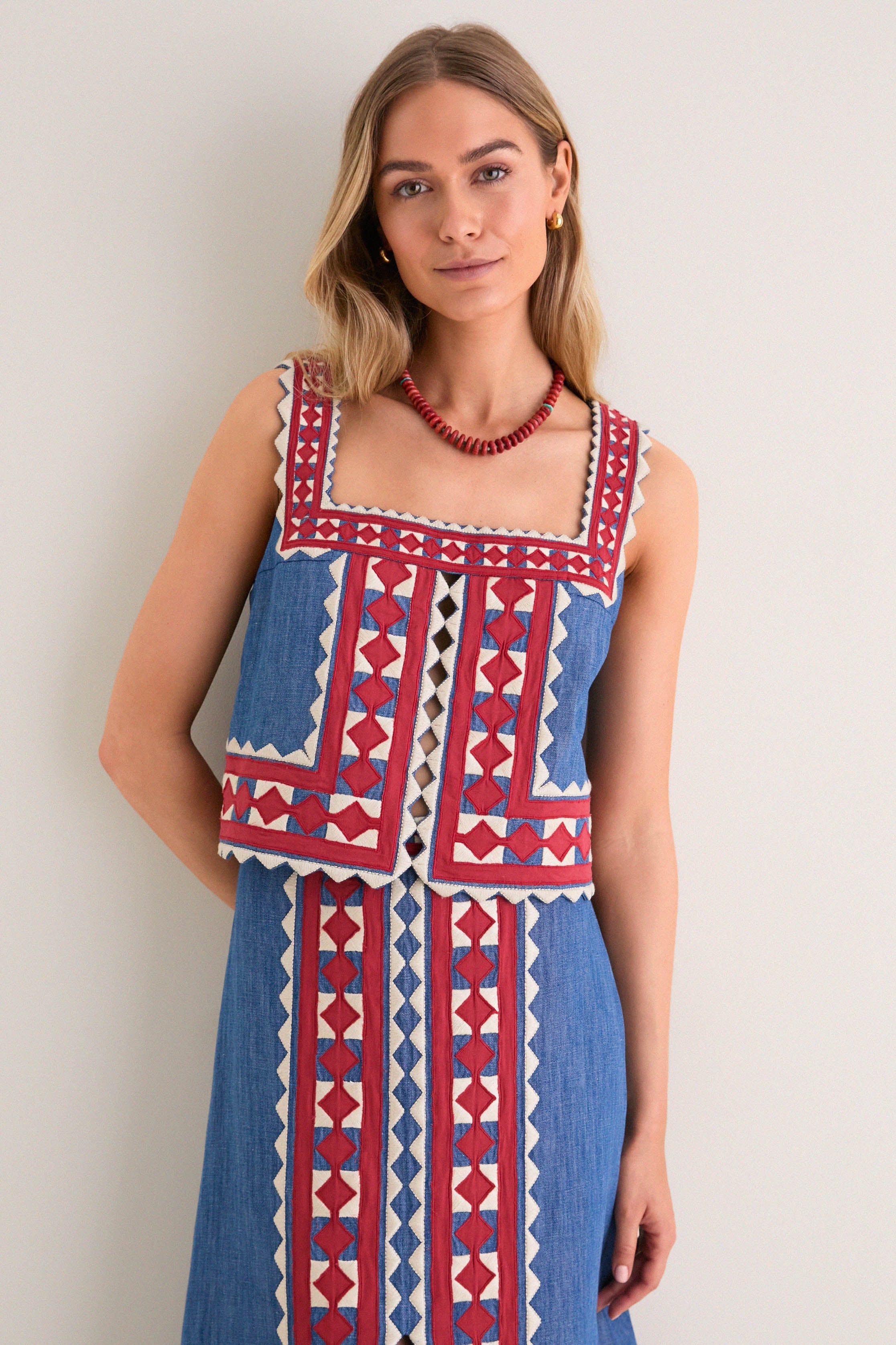 Multi Stina Chambray Sleeveless Top