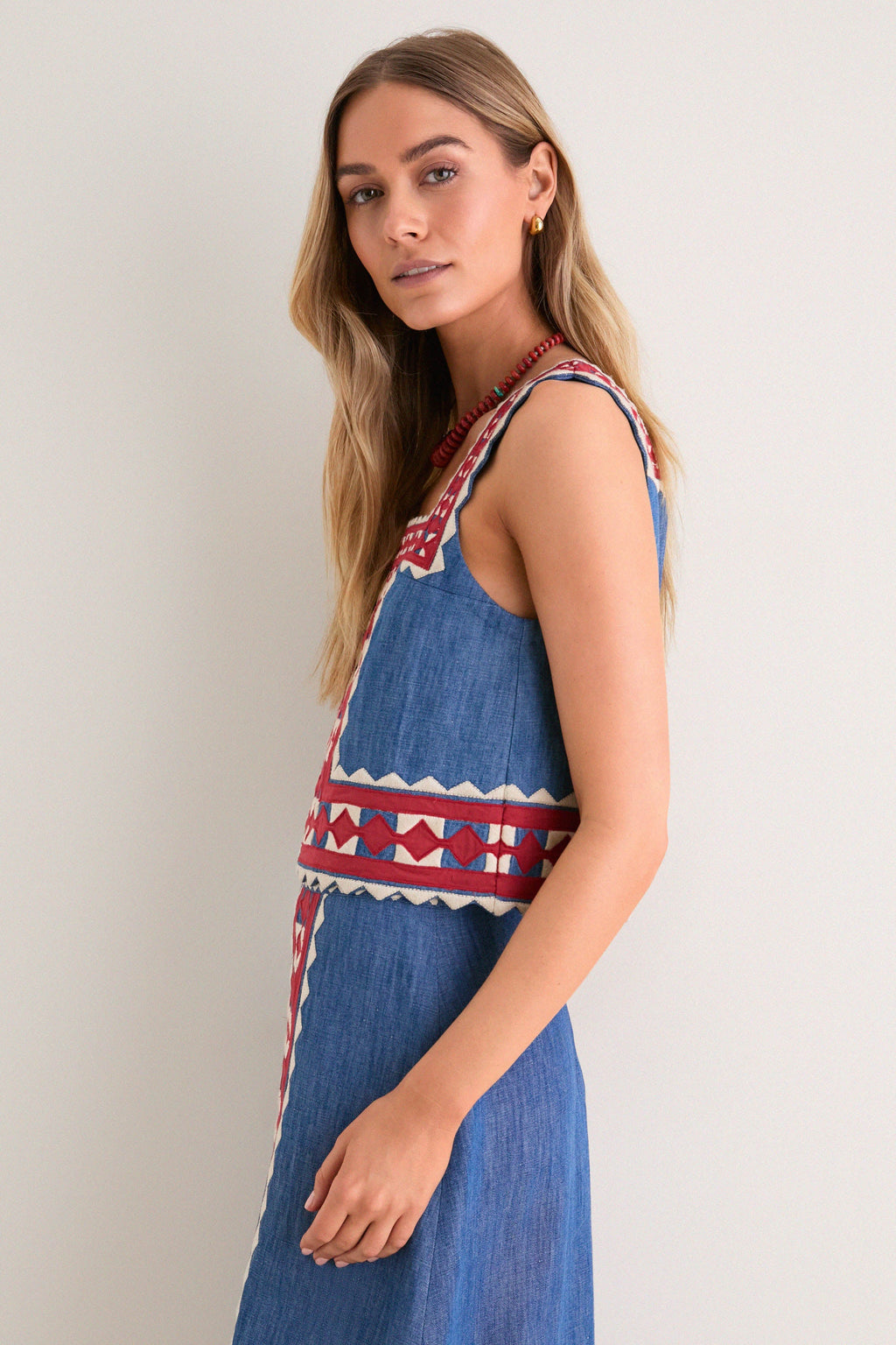 Multi Stina Chambray Sleeveless Top