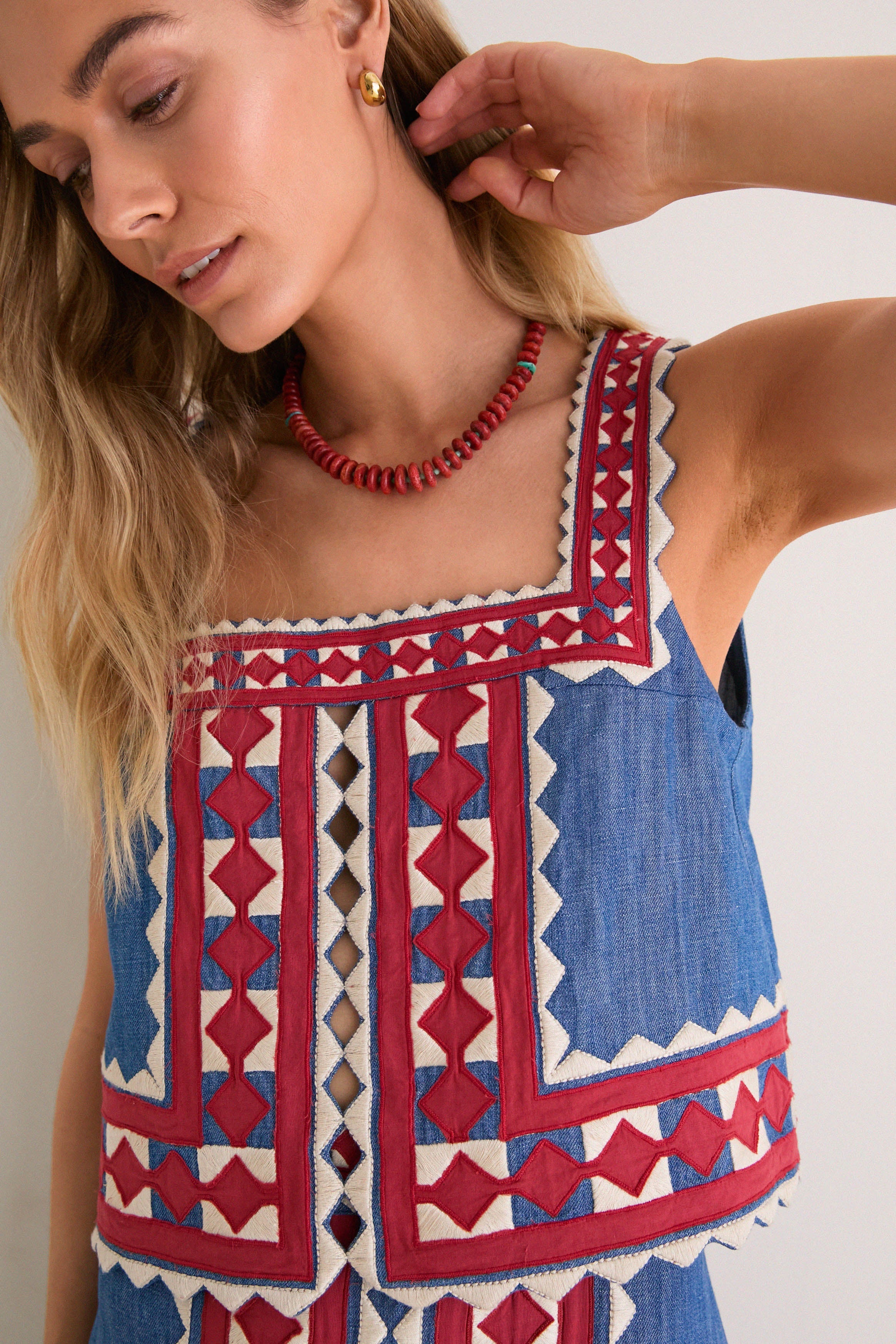 Multi Stina Chambray Sleeveless Top
