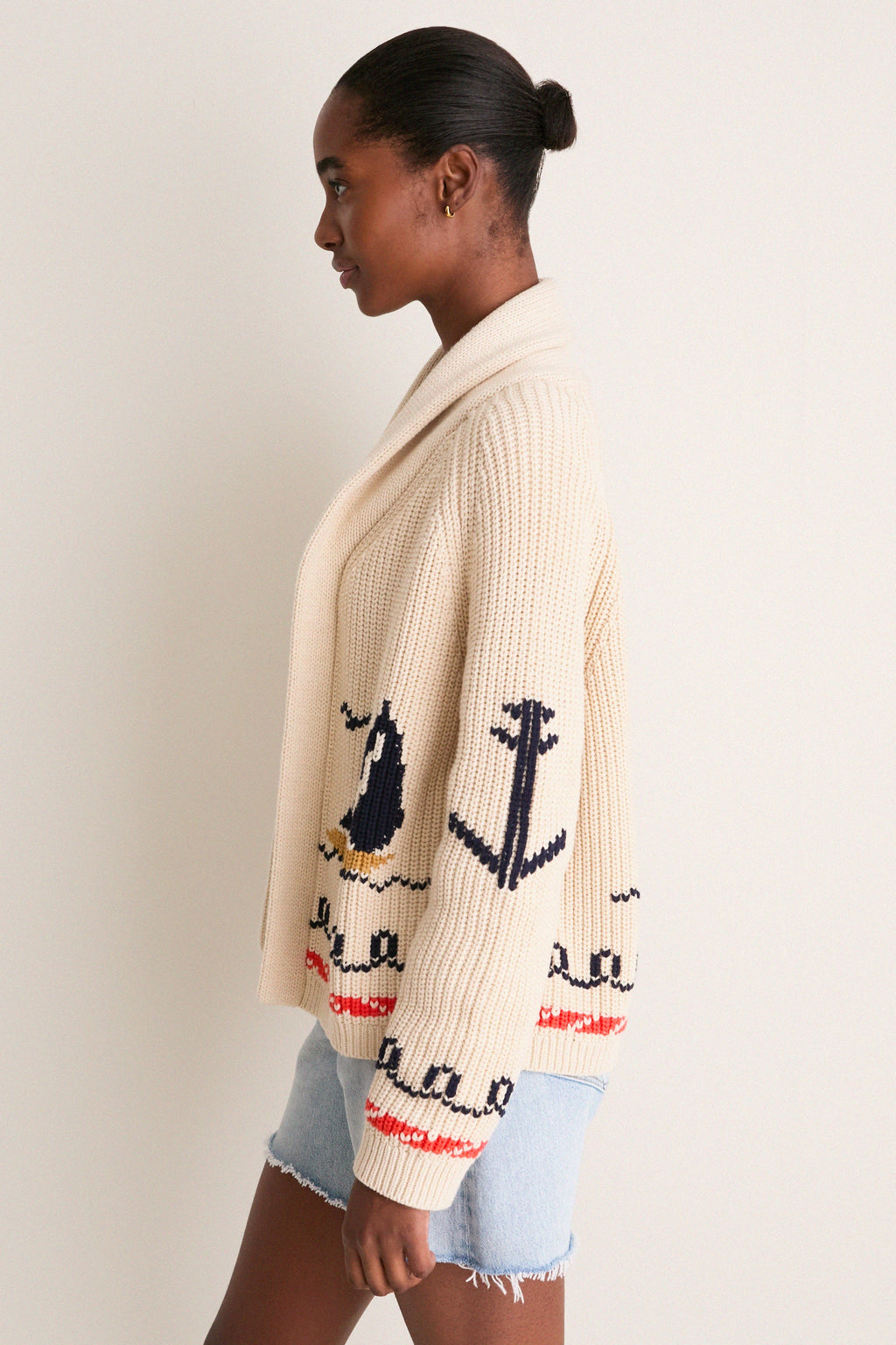 Cream Sailboat Lodge Cardigan