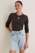 Espresso Ribbed Long Sleeve Sally Tee