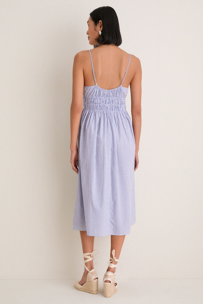 Blue Stripe Gabriella Midi Dress