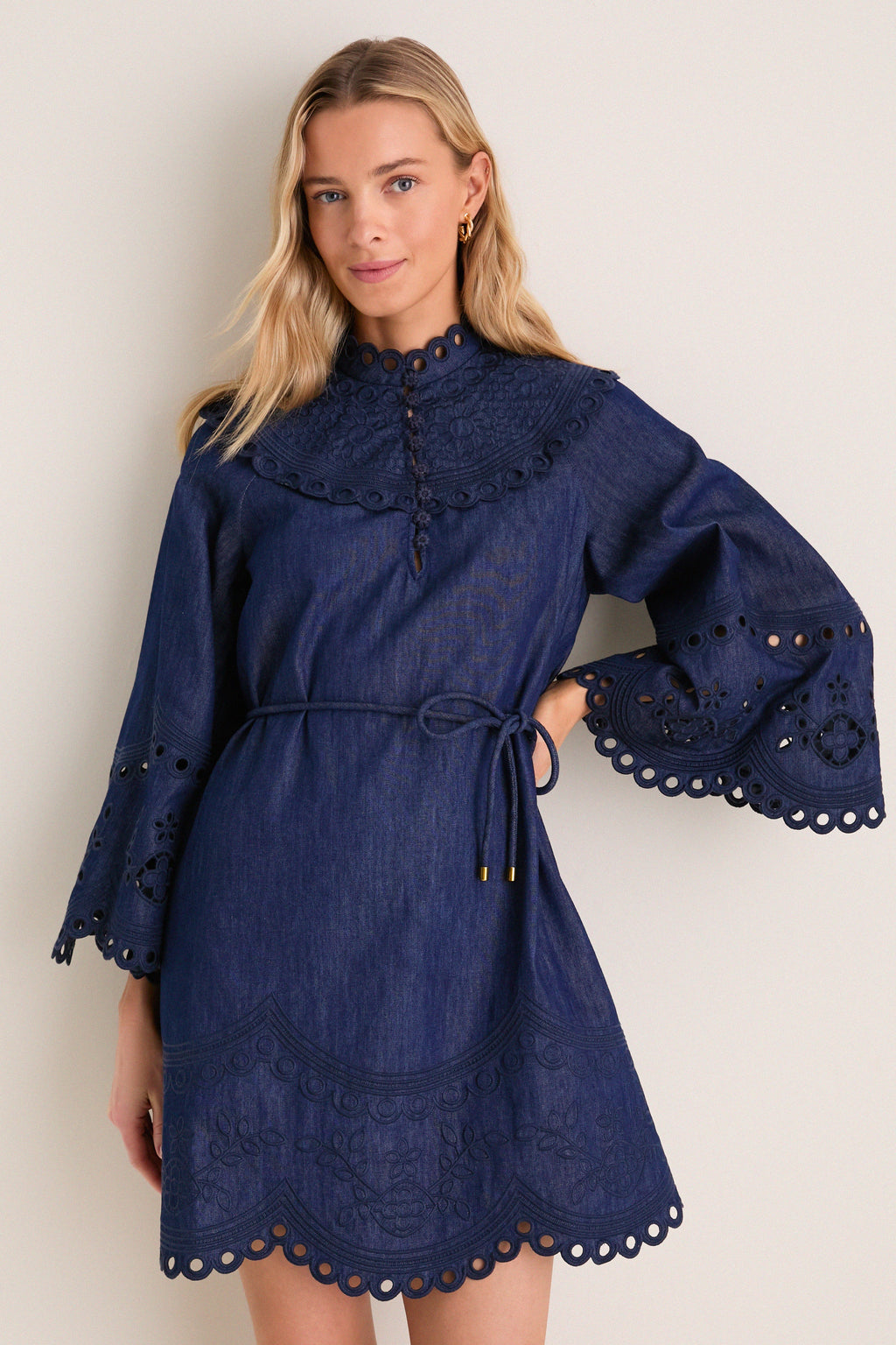 Ink Mahon Broderie Denim Mini Dress