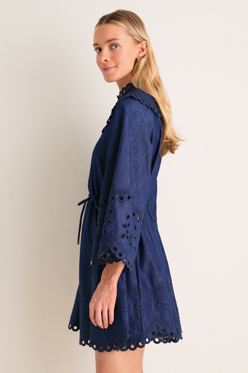 Ink Mahon Broderie Denim Mini Dress