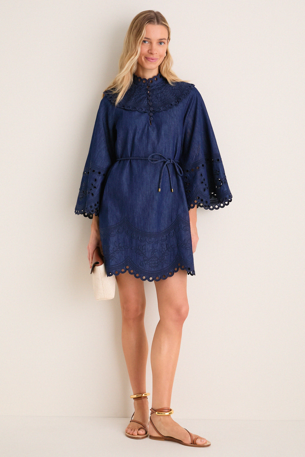Ink Mahon Broderie Denim Mini Dress