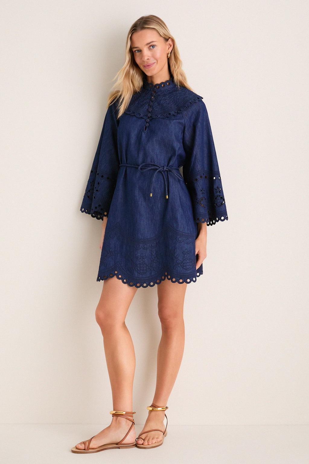 Ink Mahon Broderie Denim Mini Dress