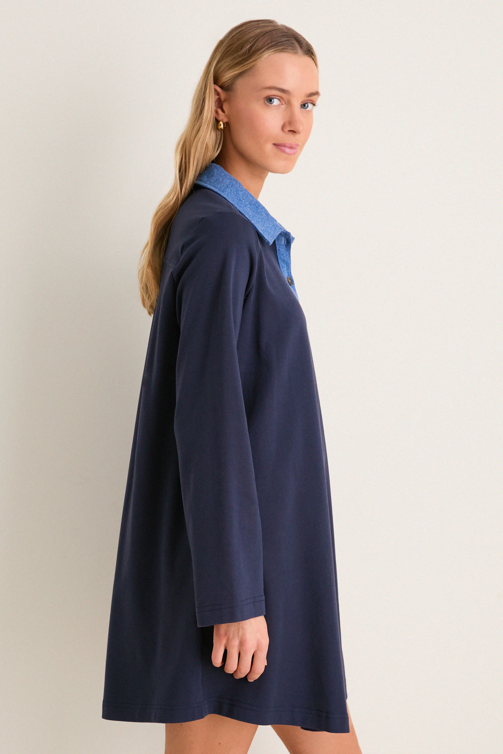 Denim Collar Lynn Swing Mini Dress