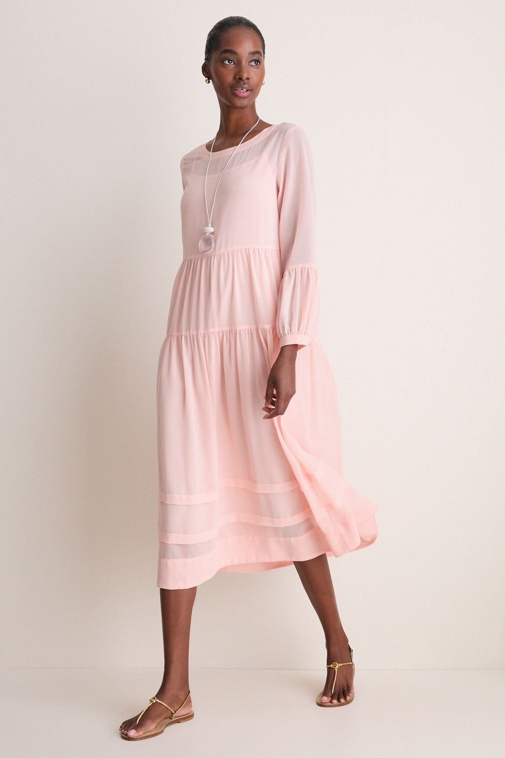 Peach Pink Chiffon Liesel Dress