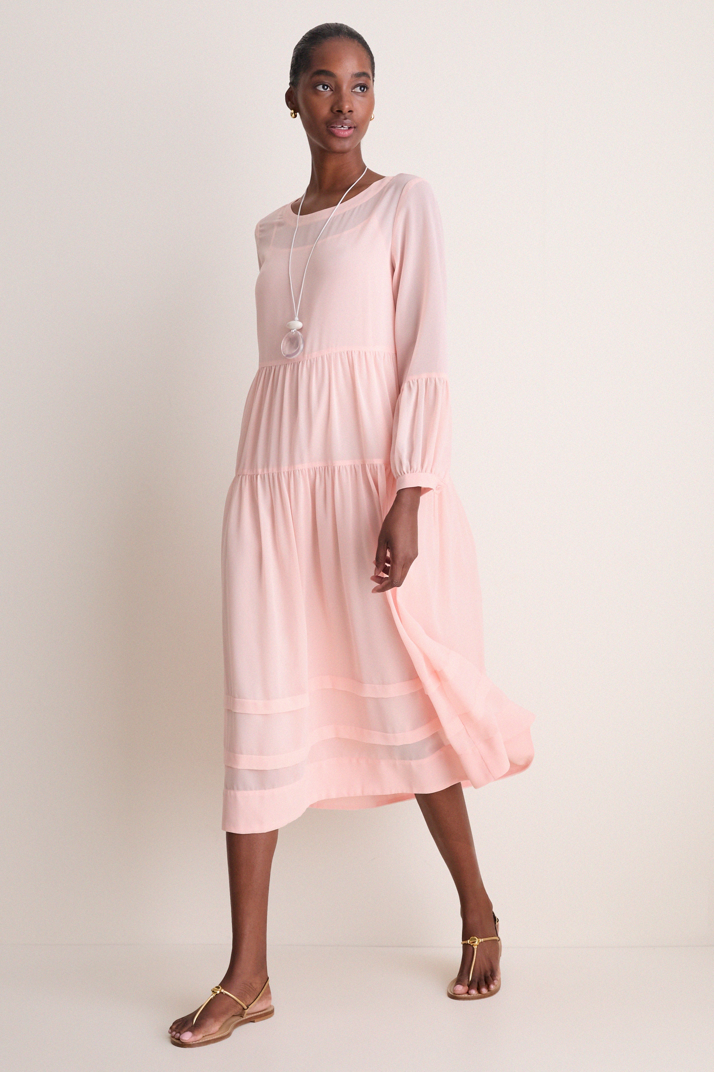 Peach Pink Chiffon Liesel Dress