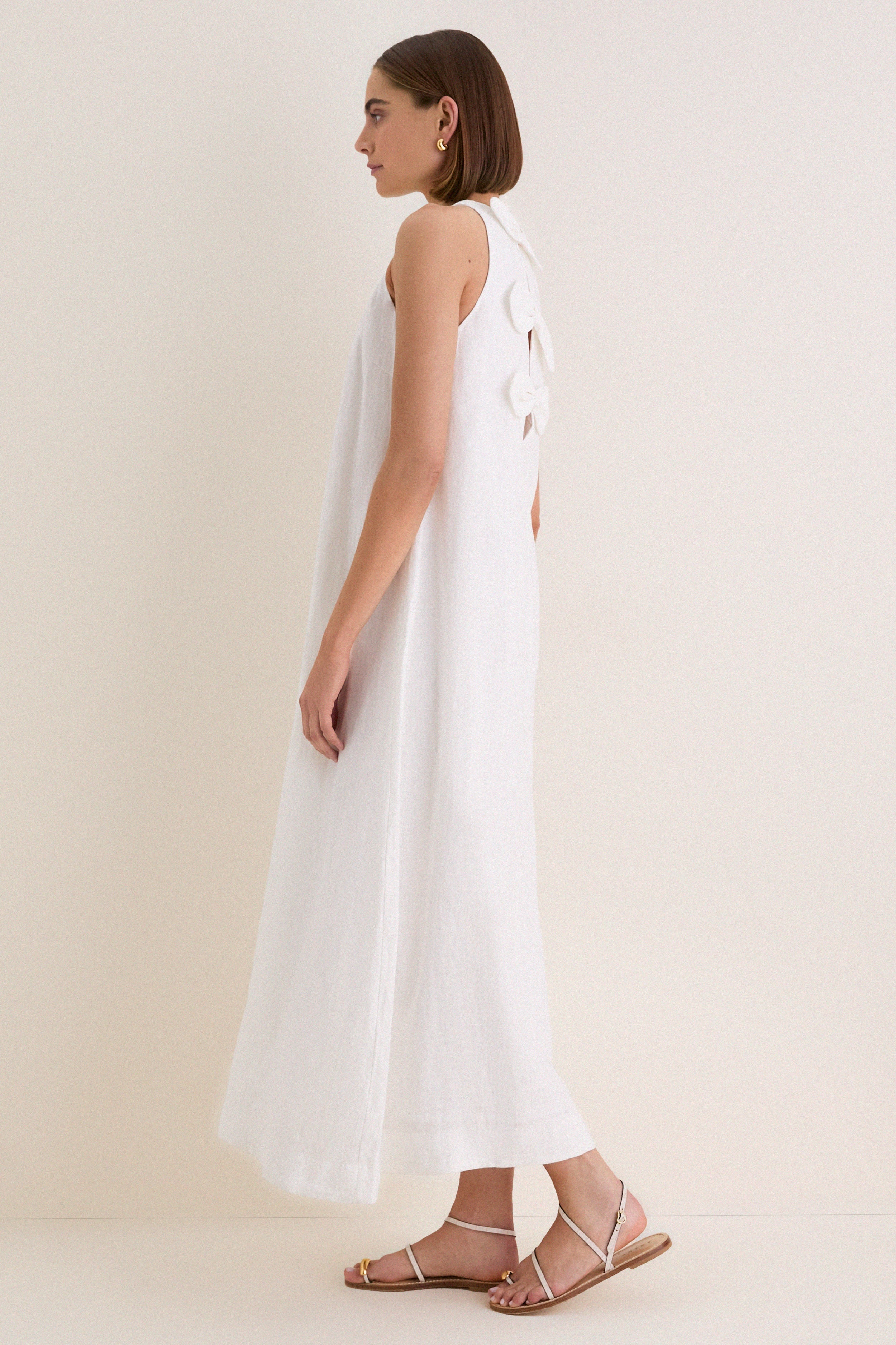 White Linen Portia Dress