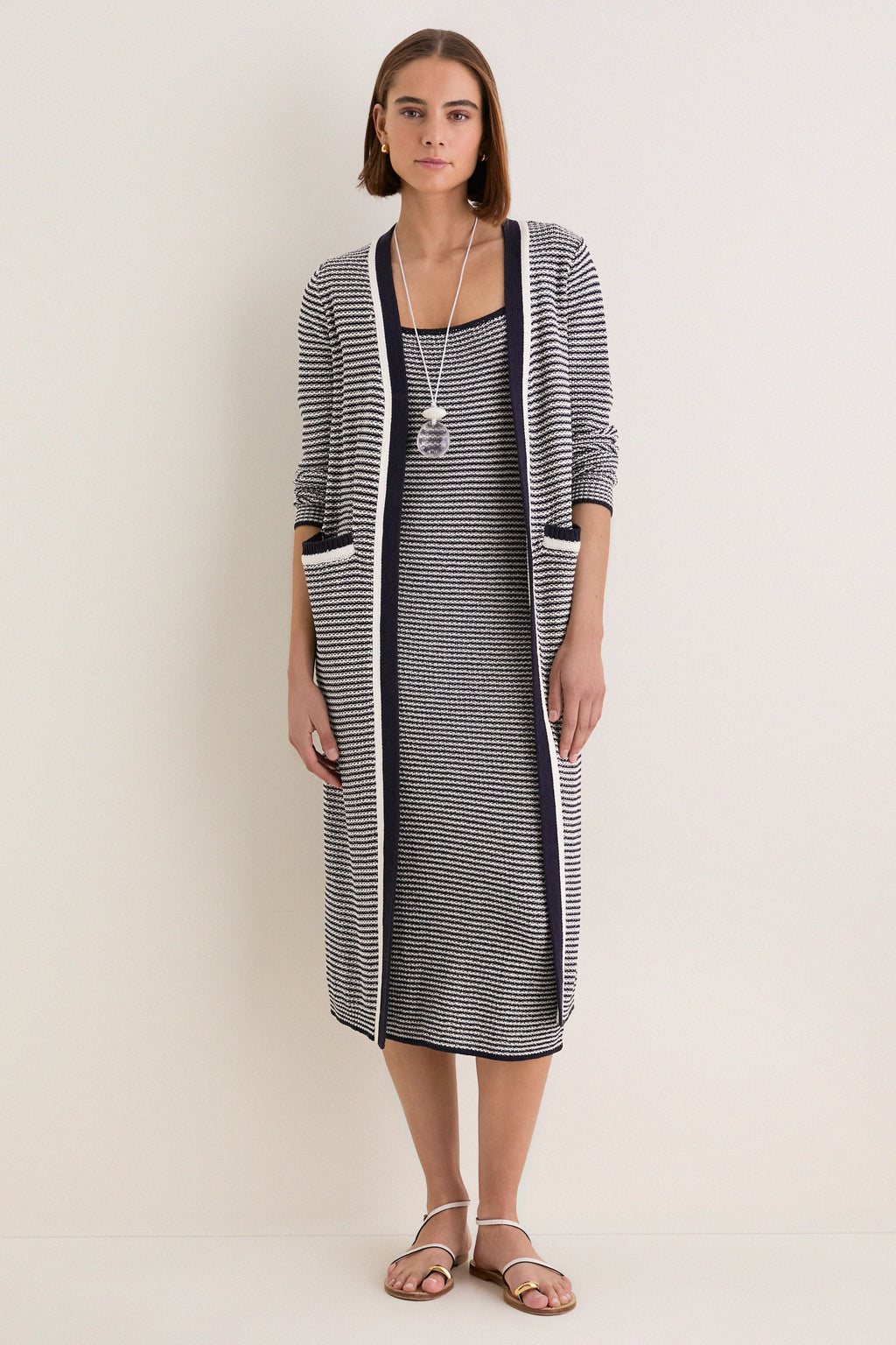 Navy Stripe Olsen Duster Cardigan