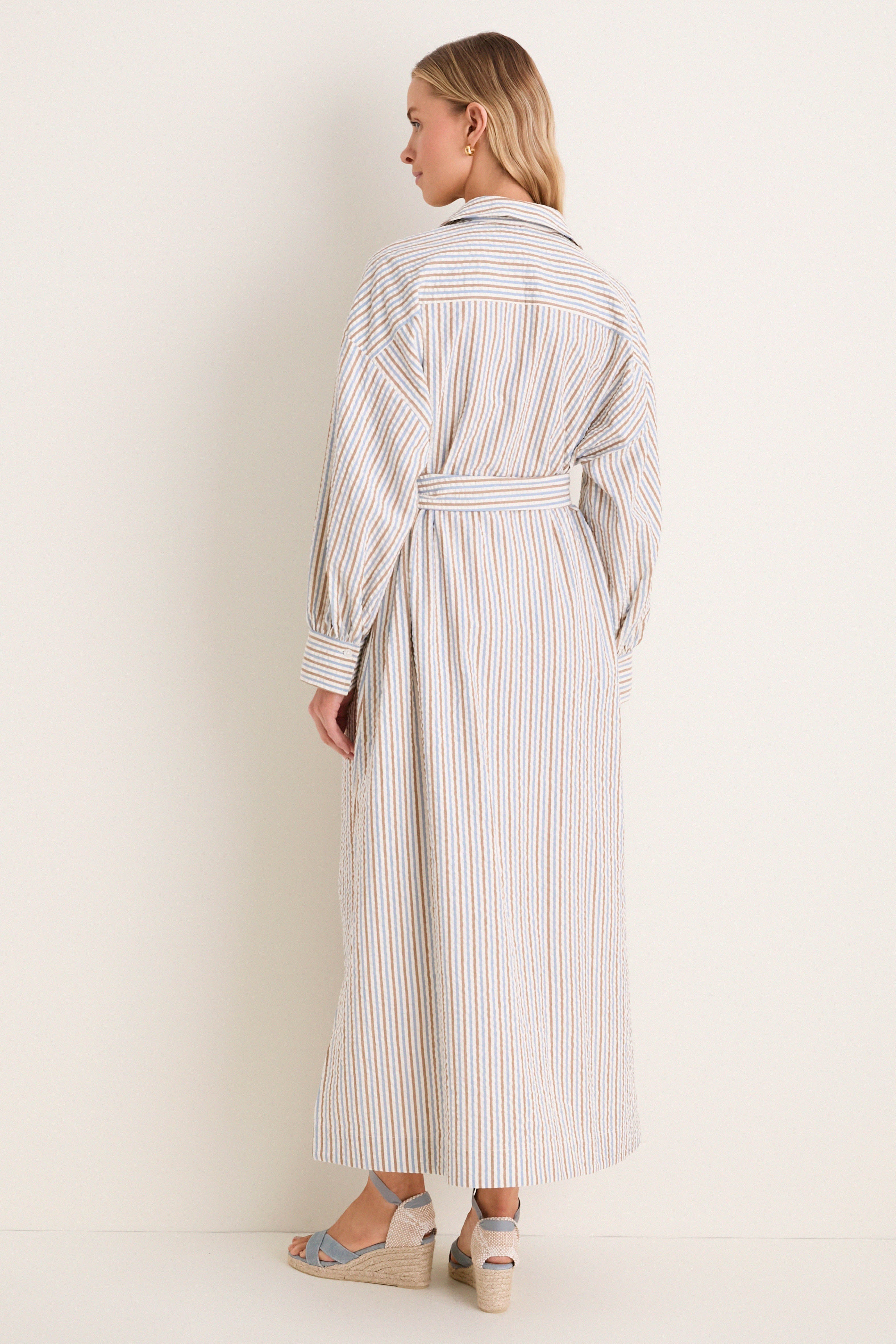 Multi Seersucker Annette Maxi Shirt Dress
