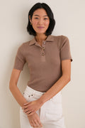 Mocha Olivia Rib Knit Polo