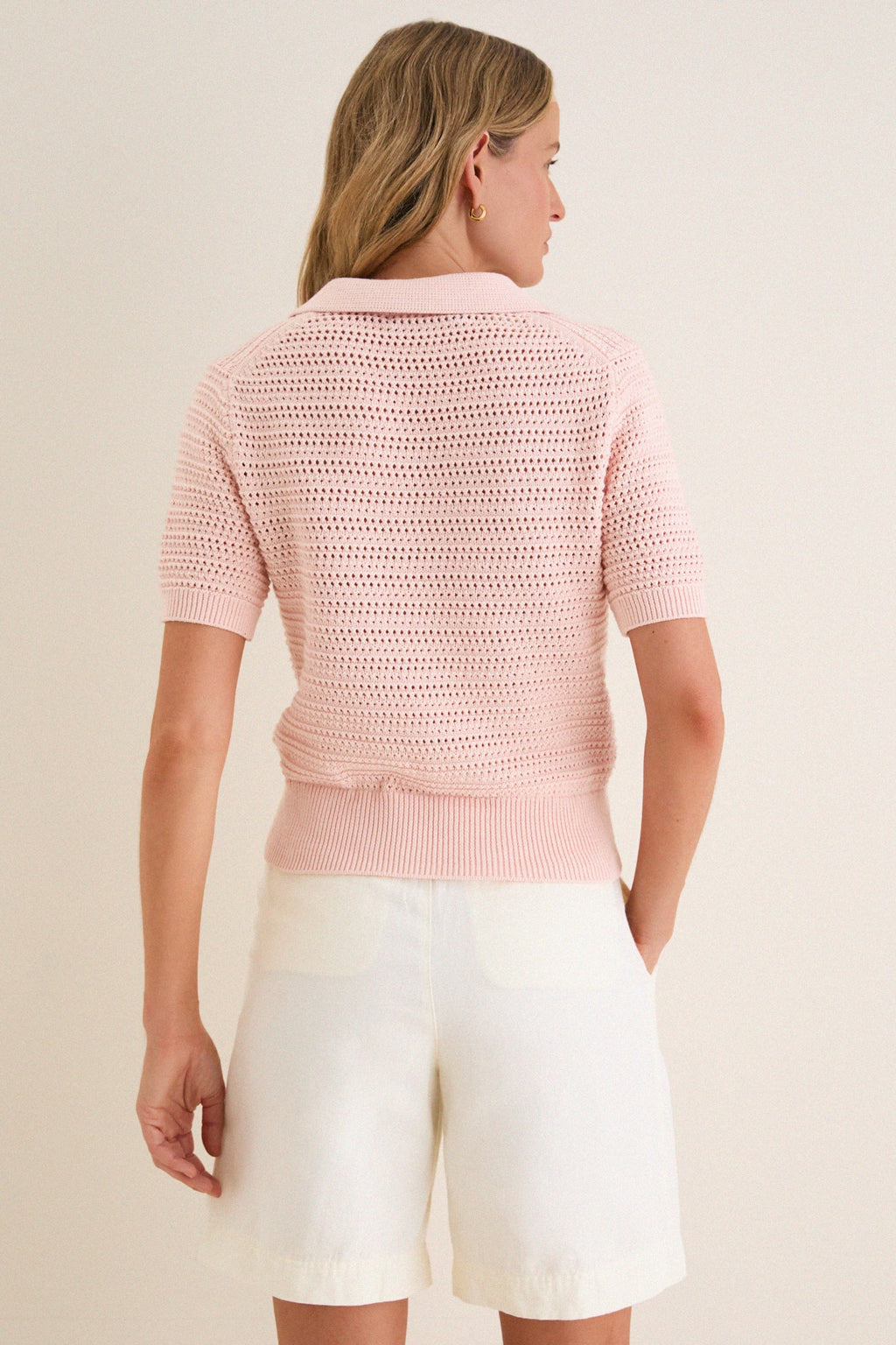Pink Crochet Cotton Asher Polo