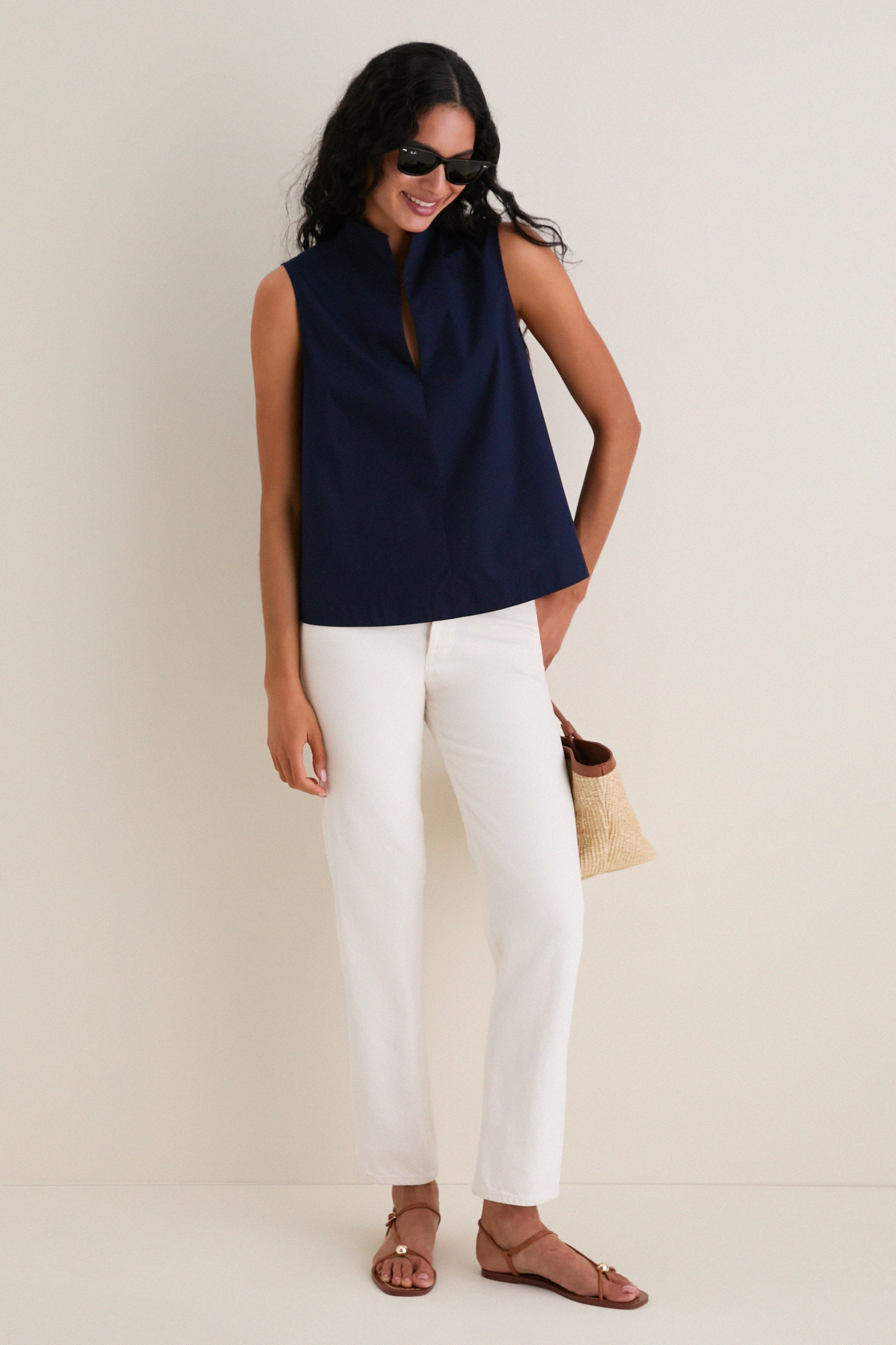 Navy Sleeveless Celeste Top