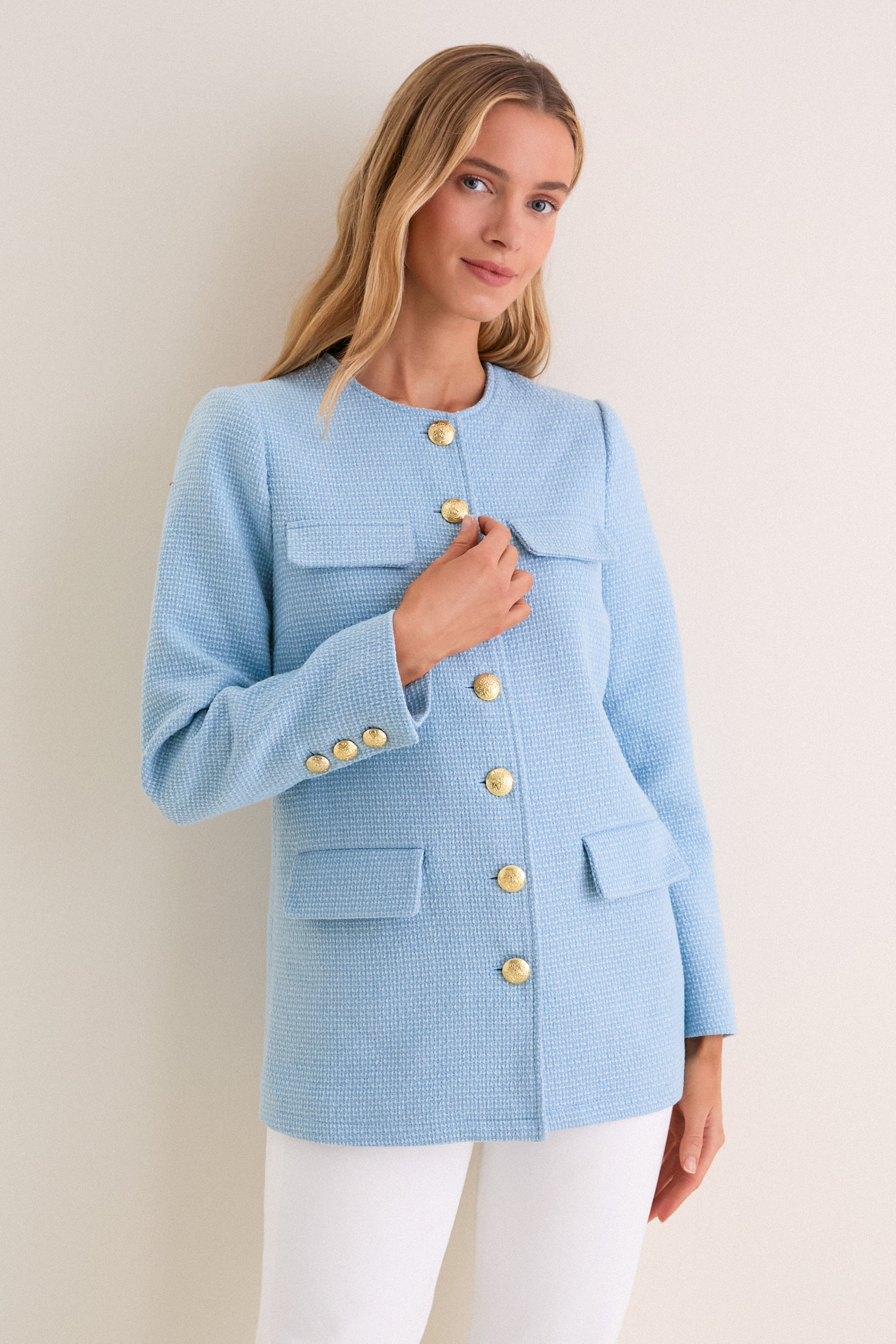 Light Blue Tweed Jennings Jacket