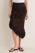 Chocolate Brown and Black Beja Midi Skirt