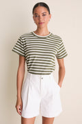 Olive Stripe Parker Classic Tee