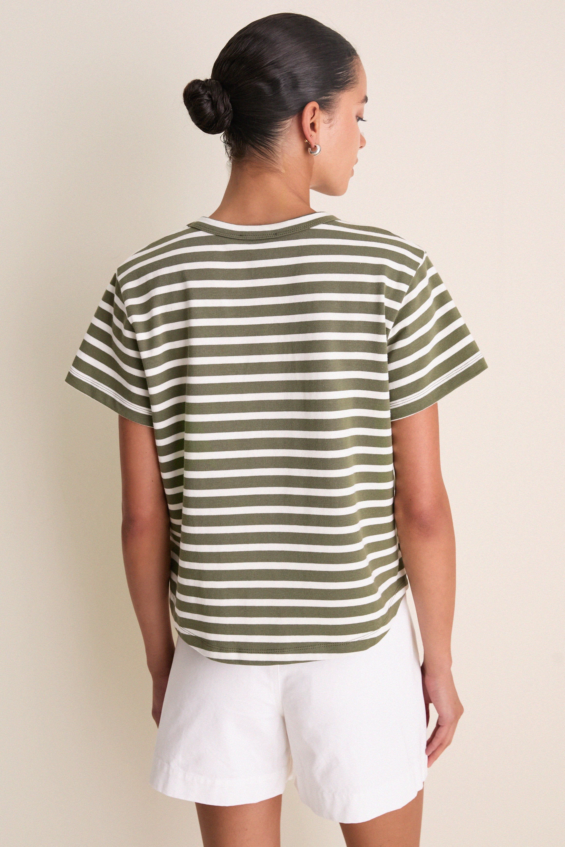 Olive Stripe Parker Classic Tee