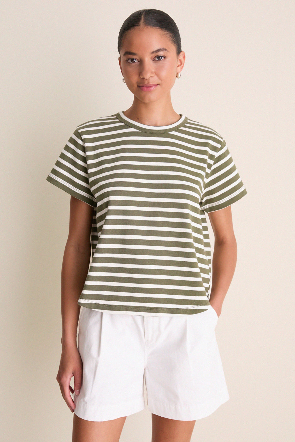 Olive Stripe Parker Classic Tee