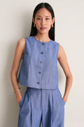Chambray Godet Tank