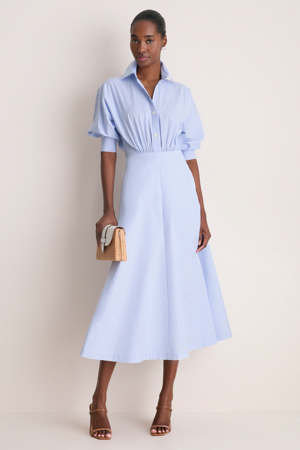 Cornflower Stripe Eleanor Midi Dress