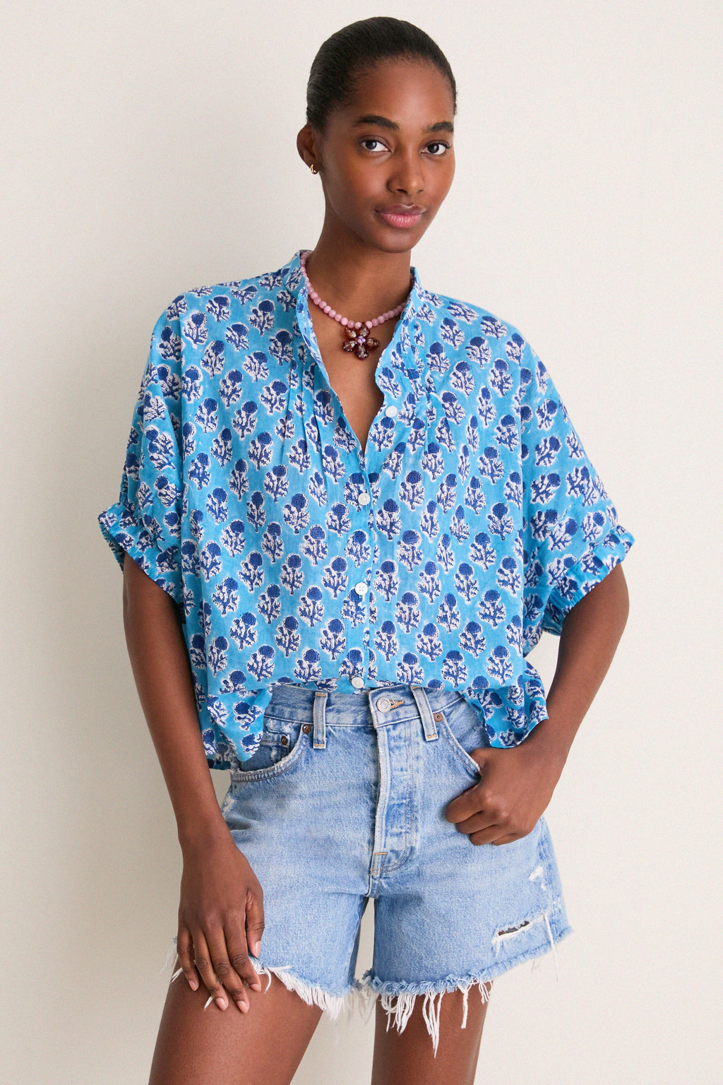 Little Marigolds Danube Organic Mandarin Collar Top