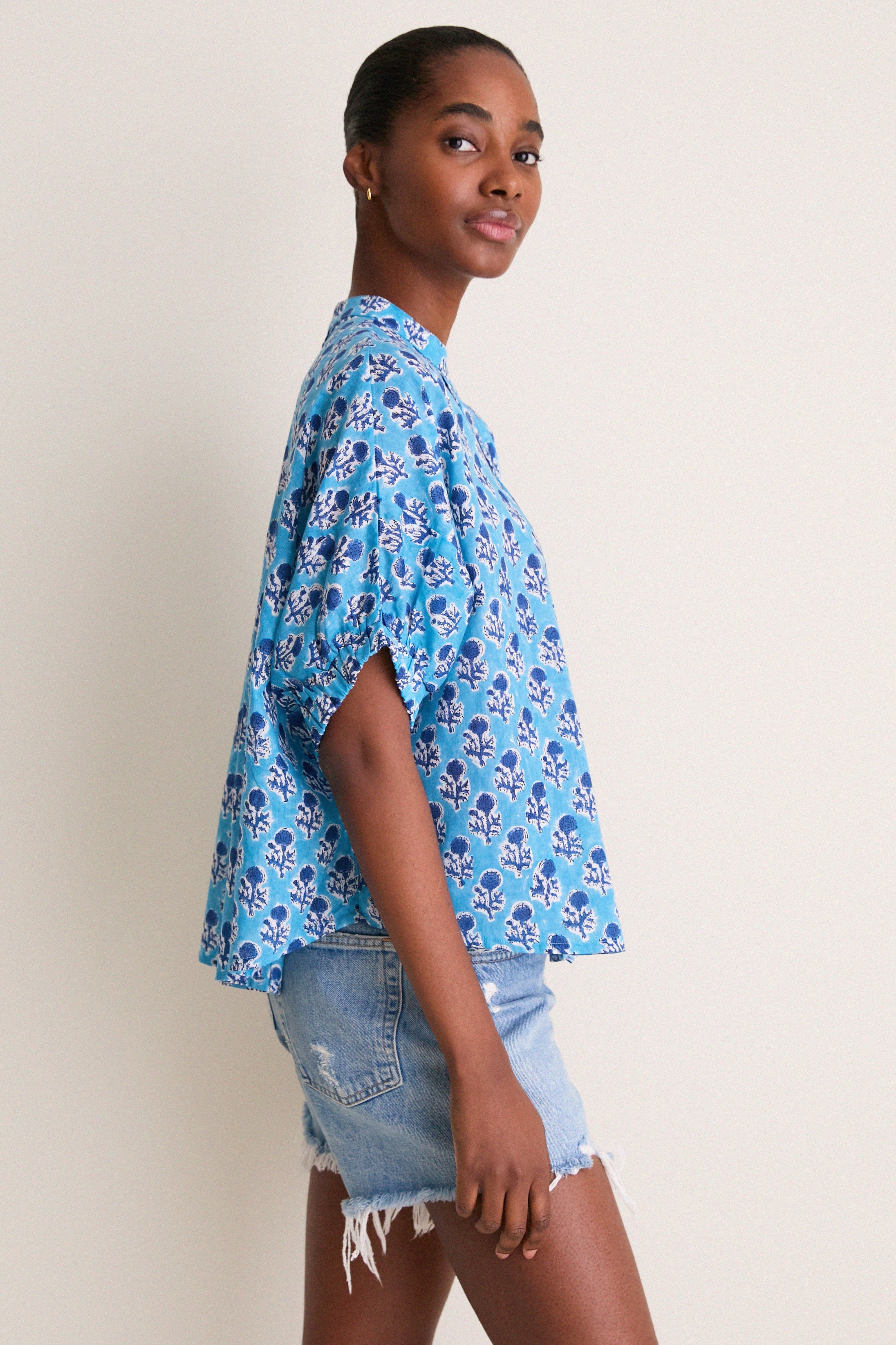 Little Marigolds Danube Organic Mandarin Collar Top