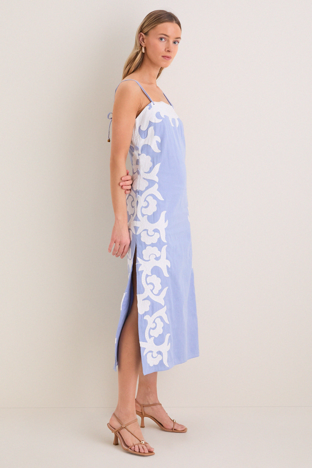 Light Blue Motif Denver Midi Dress