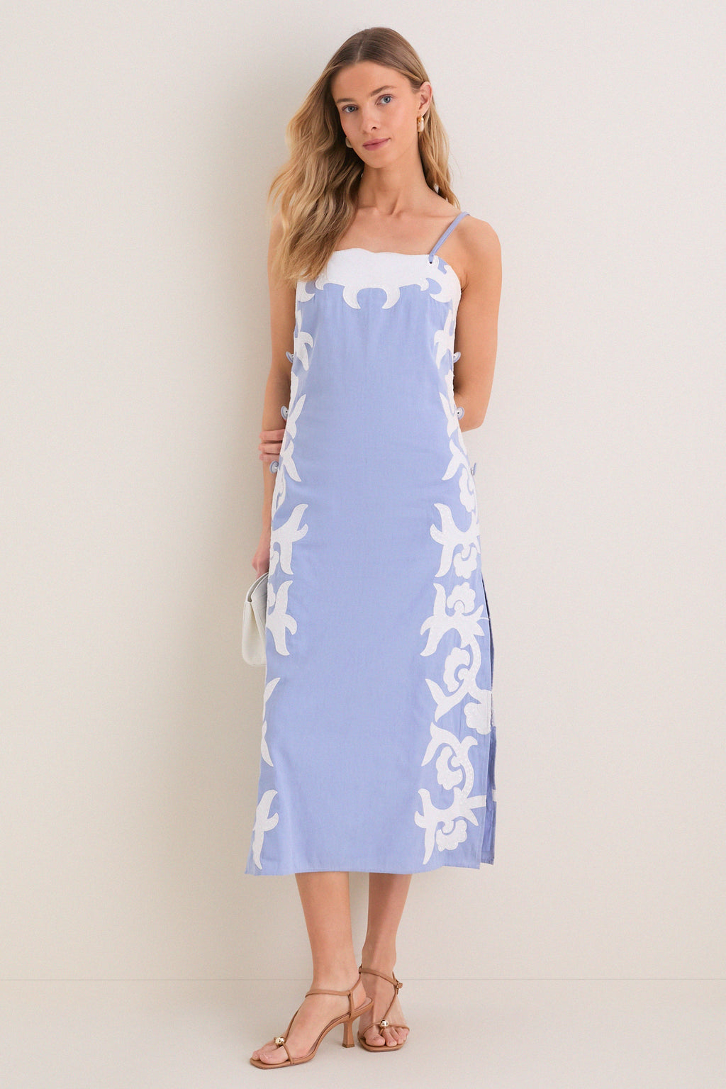 Light Blue Motif Denver Midi Dress