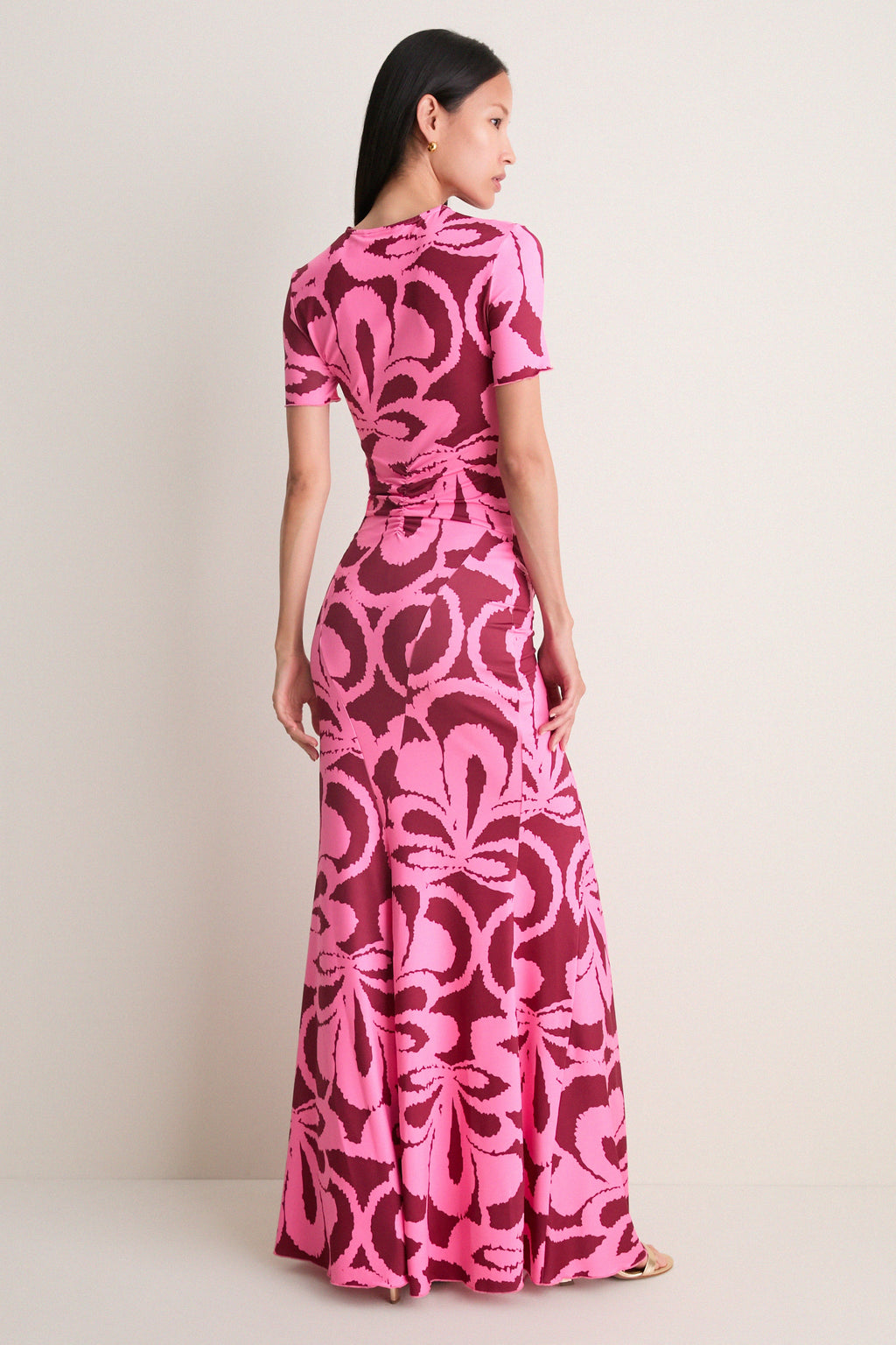 Rosy Retro Annie Short Sleeve Maxi Dress