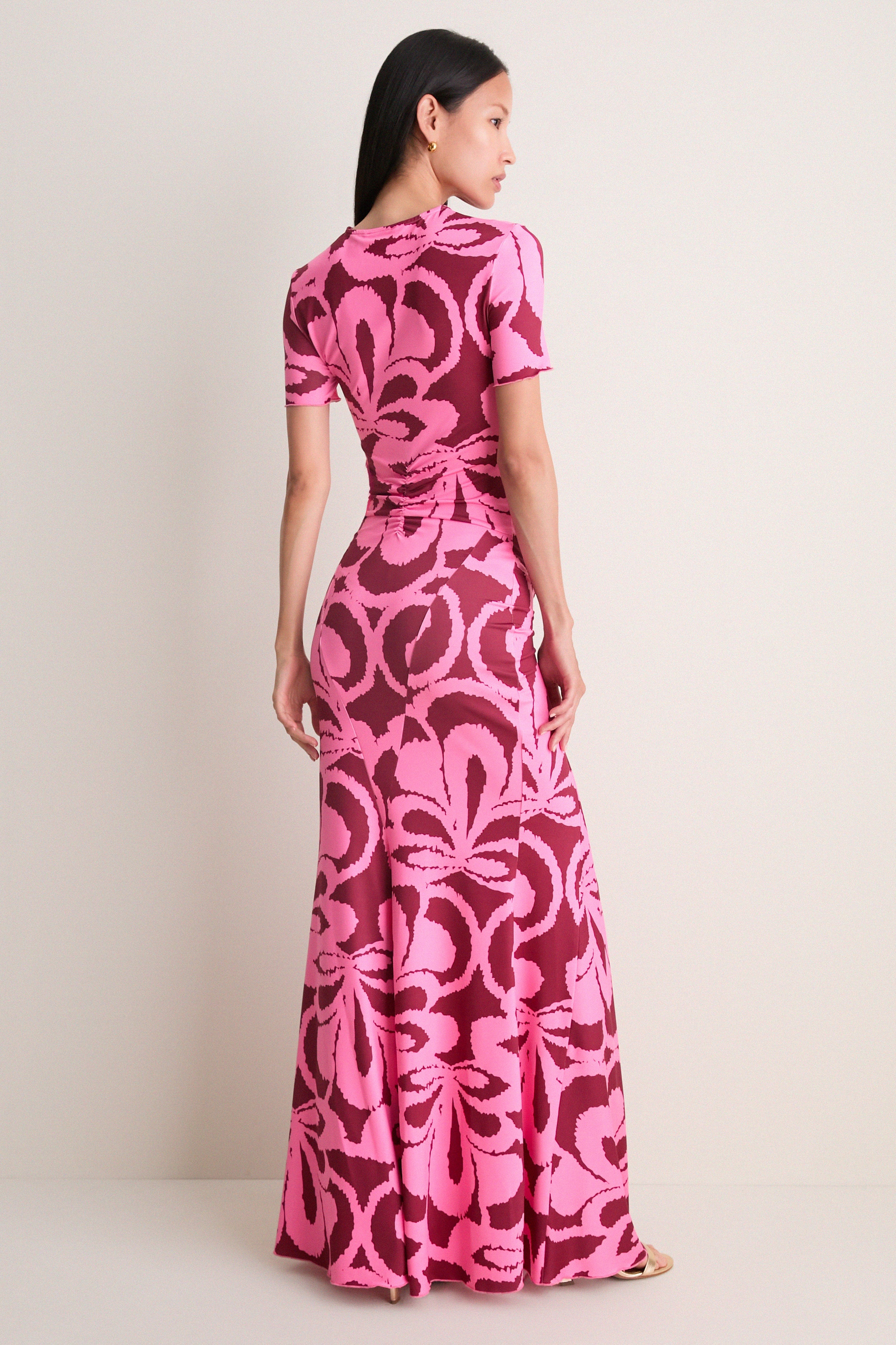 Rosy Retro Annie Short Sleeve Maxi Dress