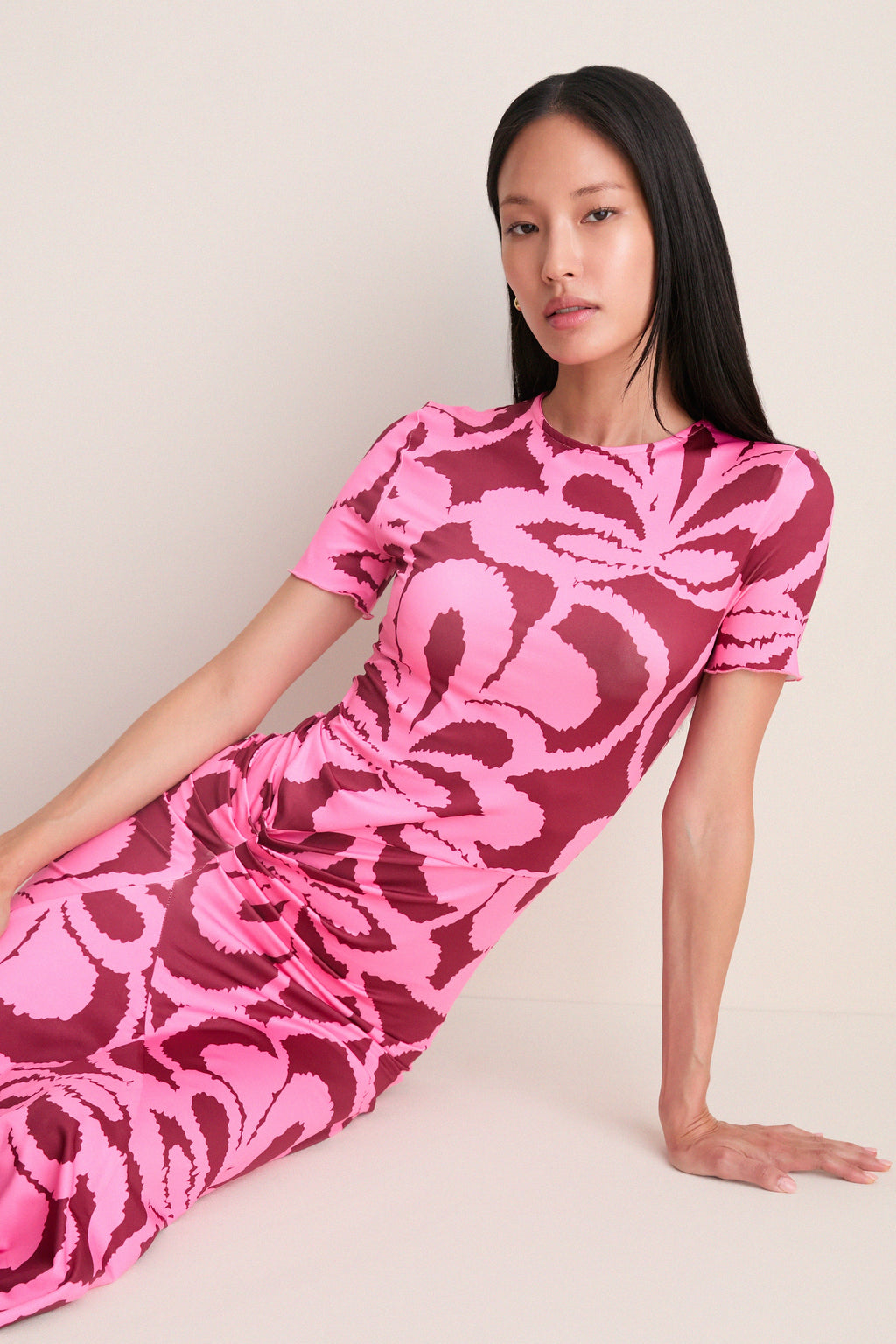 Rosy Retro Annie Short Sleeve Maxi Dress