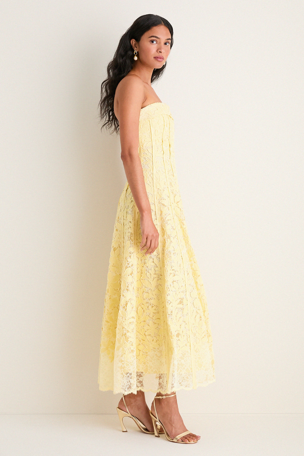 Buttercream Imogen Cotton Lace Bustier Midi Dress