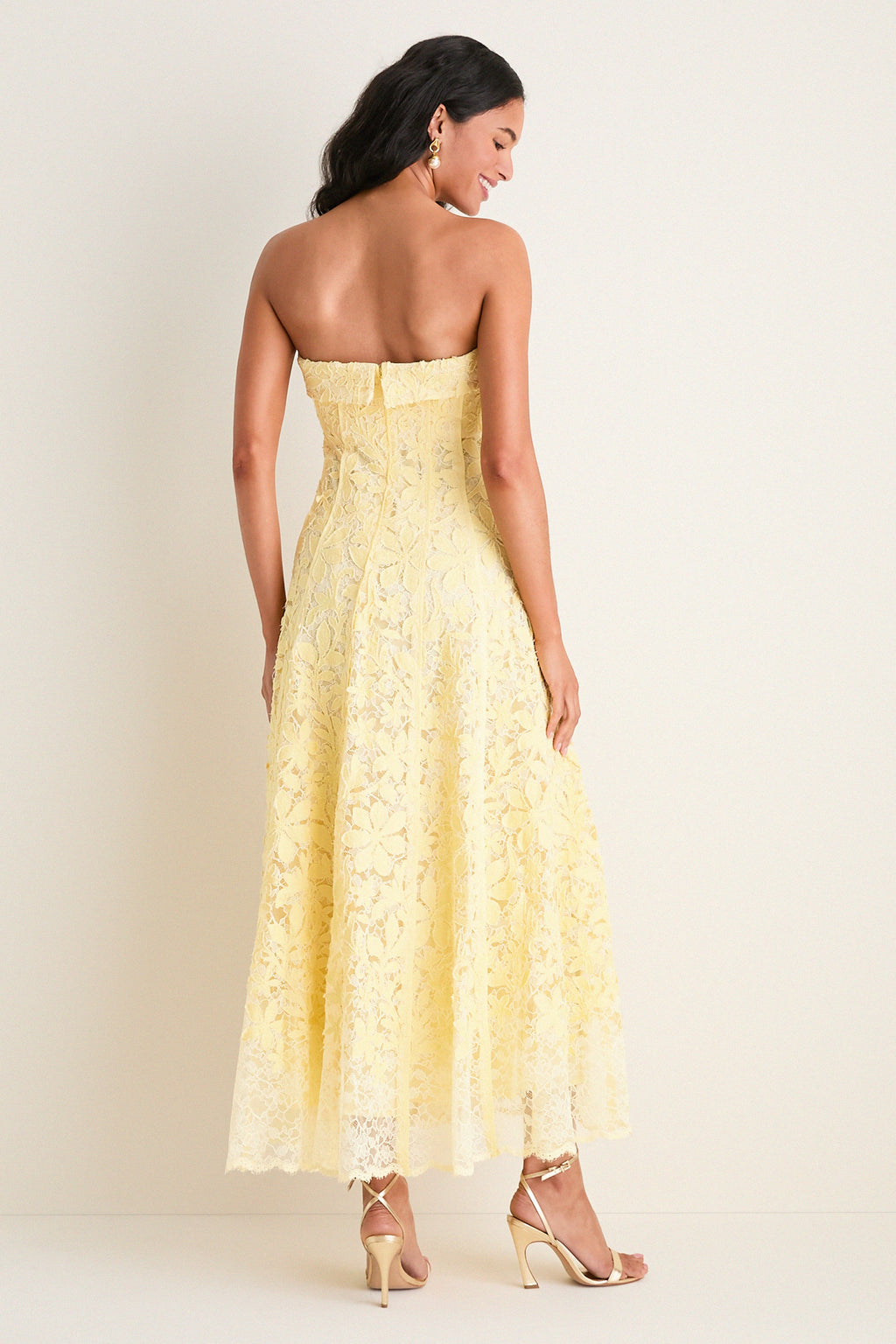 Buttercream Imogen Cotton Lace Bustier Midi Dress