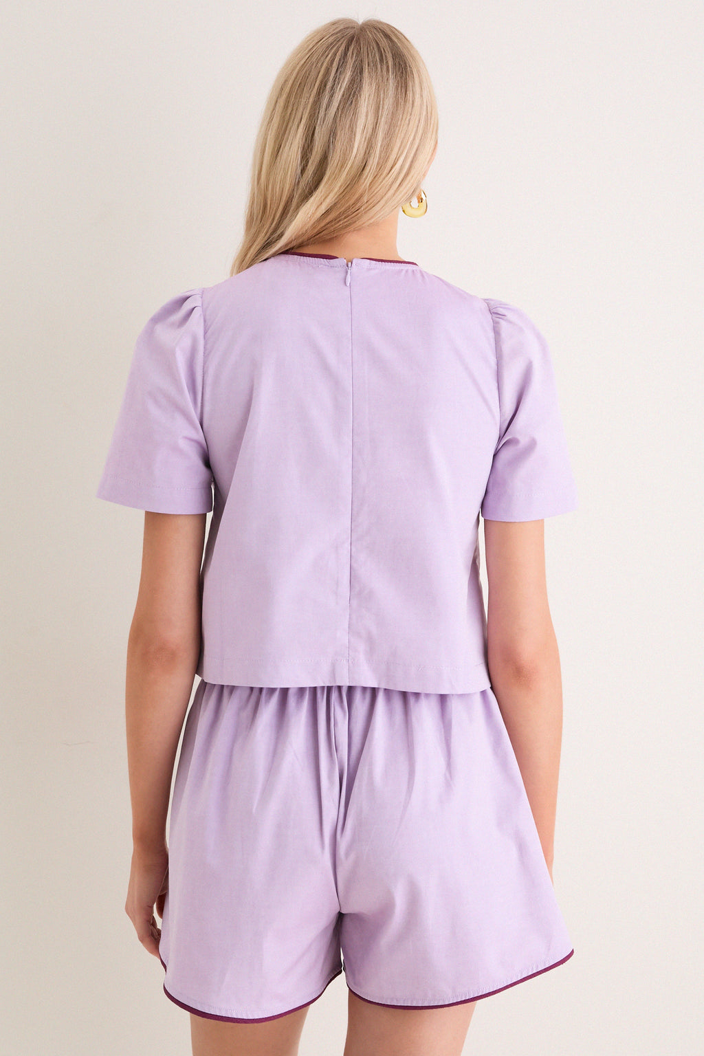 Exclusive Purple Oxford with Plum Piping Lee Top