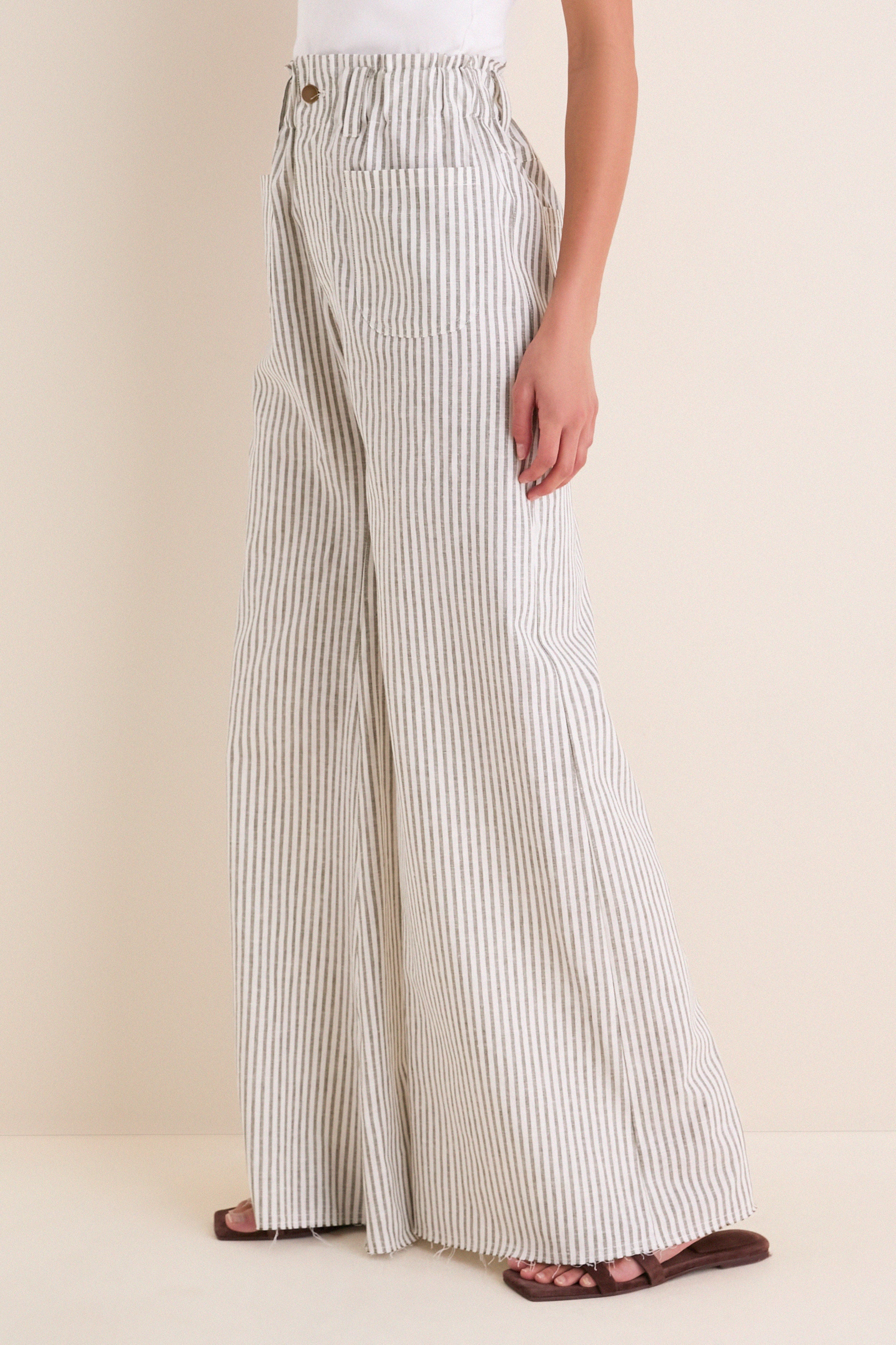 Juniper Stripe Linen Tulip Wide Leg Pant