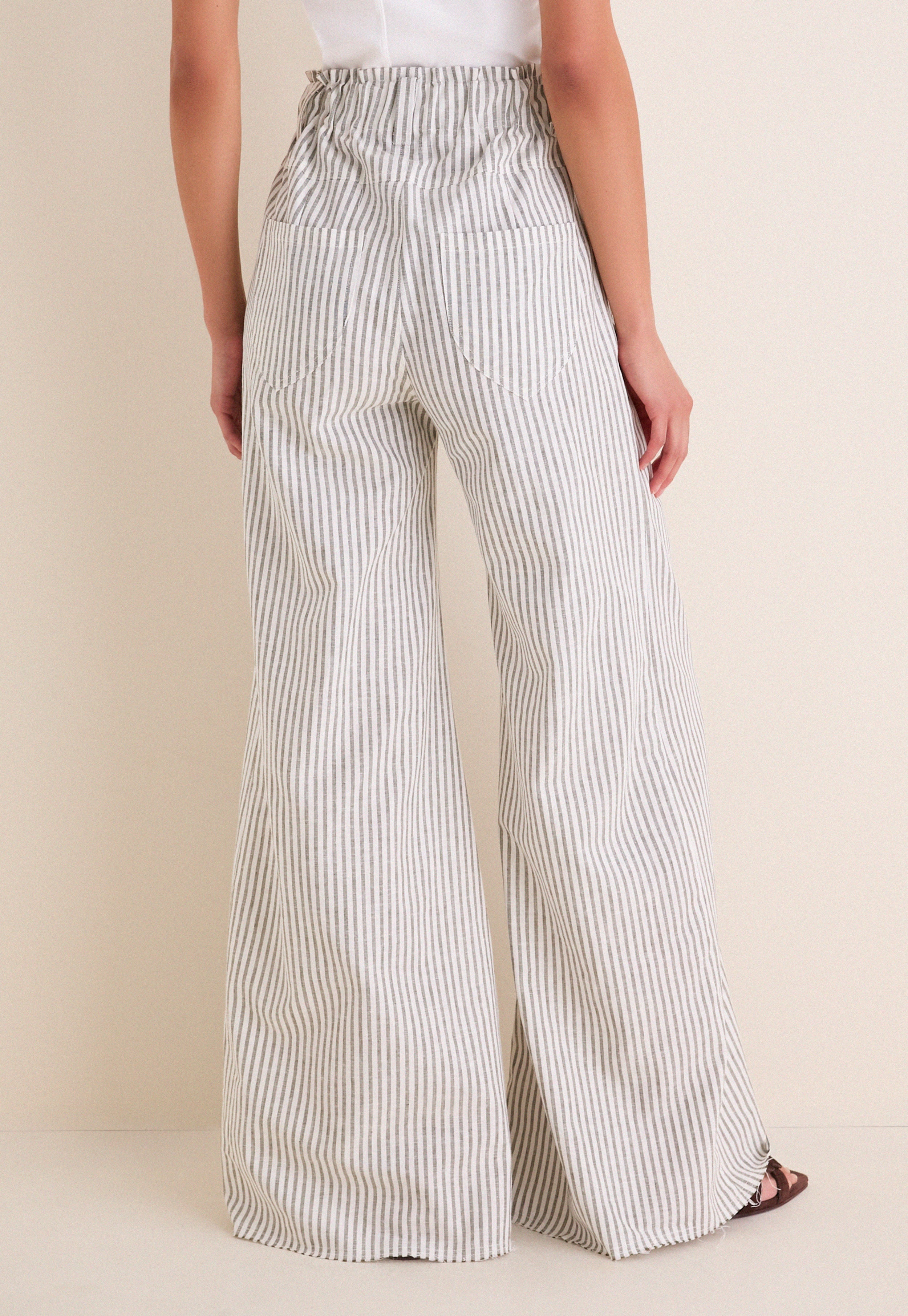 Juniper Stripe Linen Tulip Wide Leg Pant