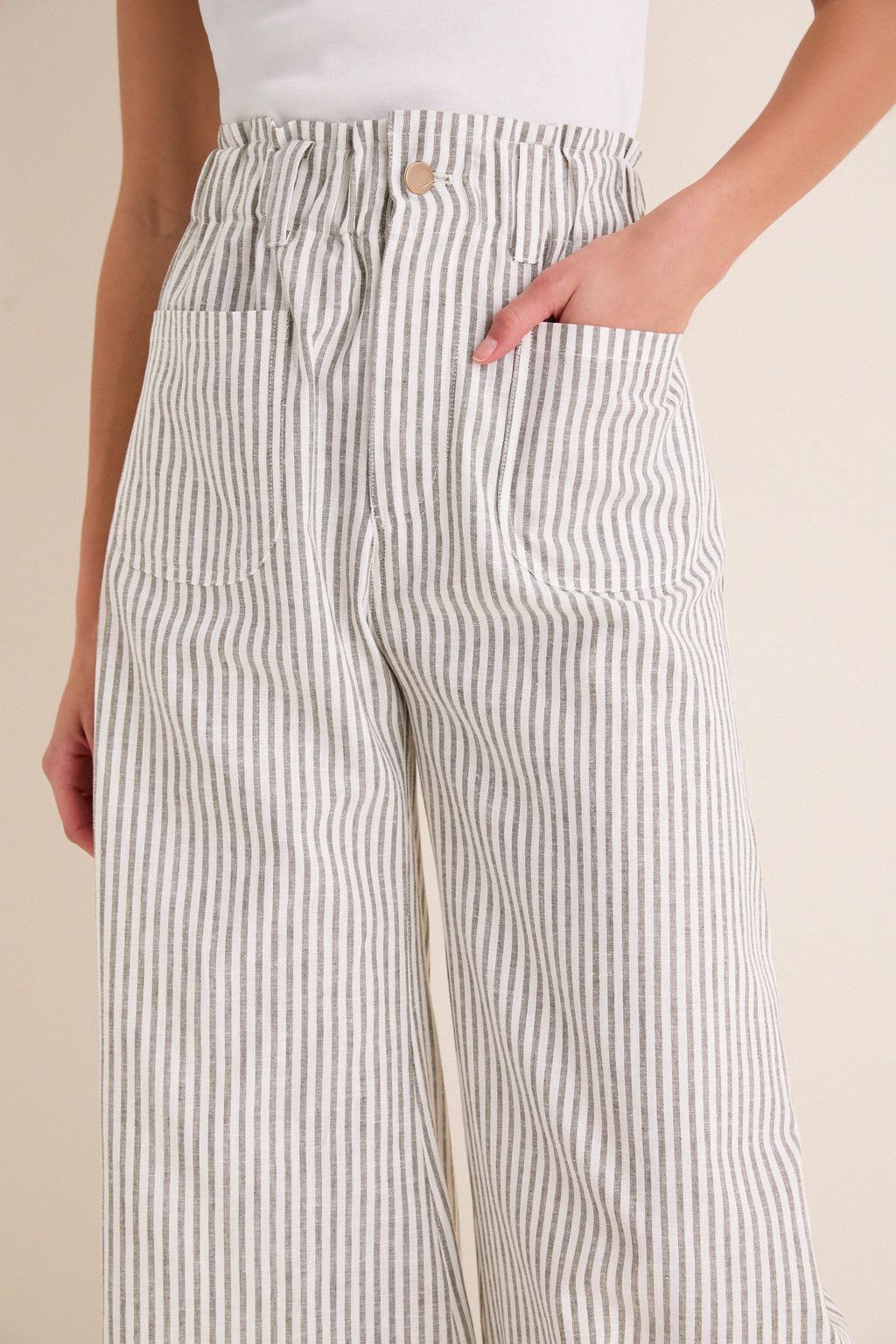Juniper Stripe Linen Tulip Wide Leg Pant
