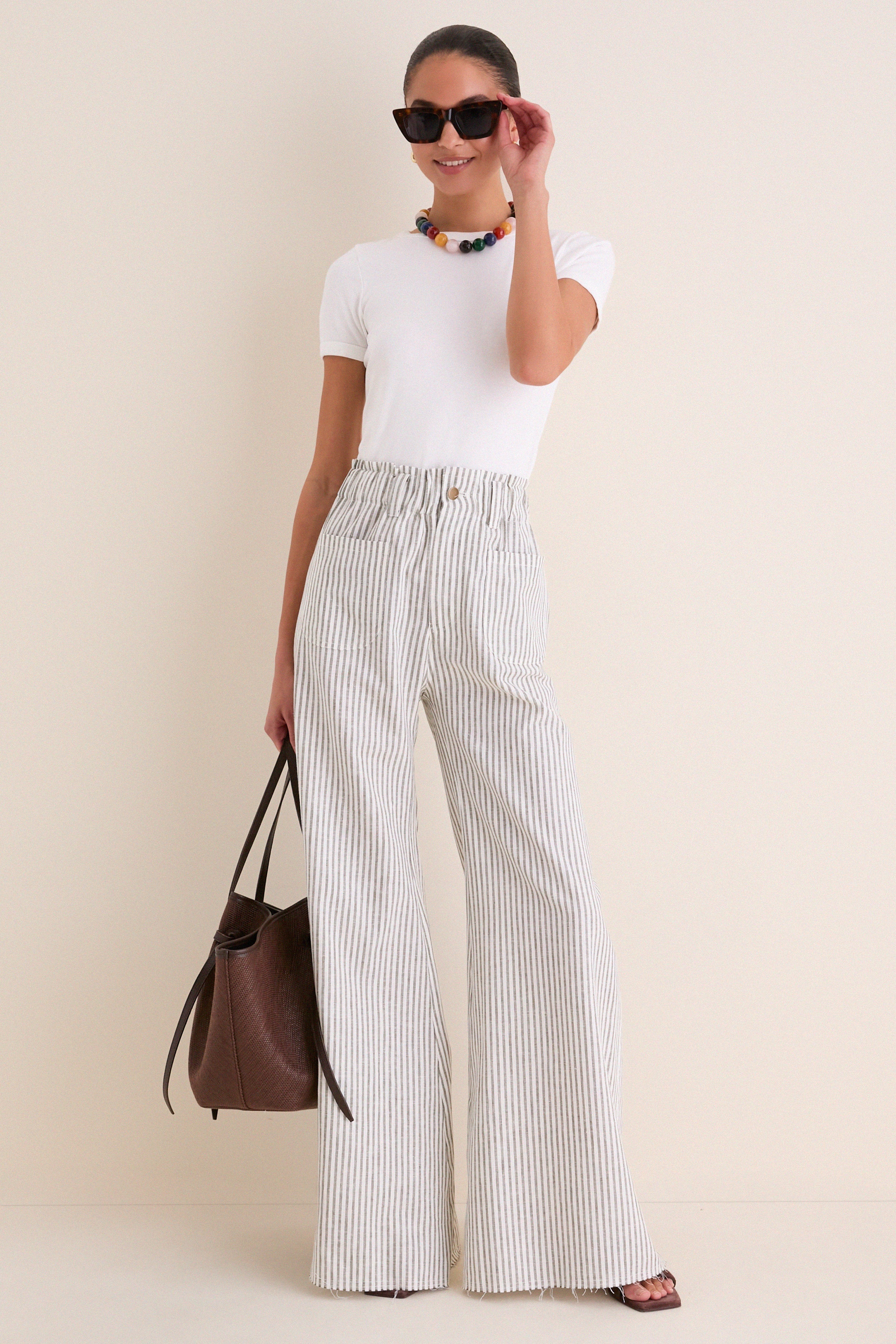 Juniper Stripe Linen Tulip Wide Leg Pant