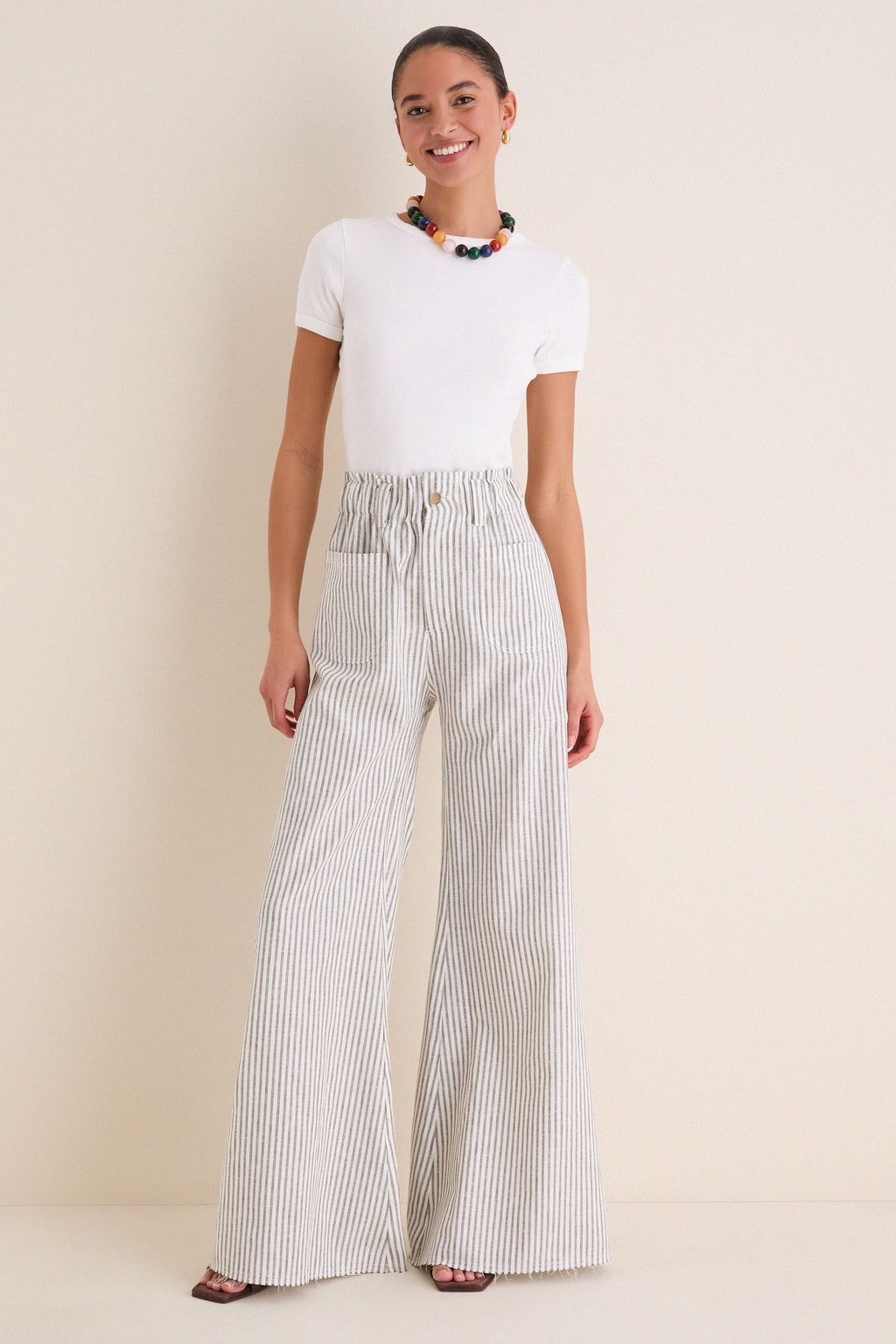 Juniper Stripe Linen Tulip Wide Leg Pant