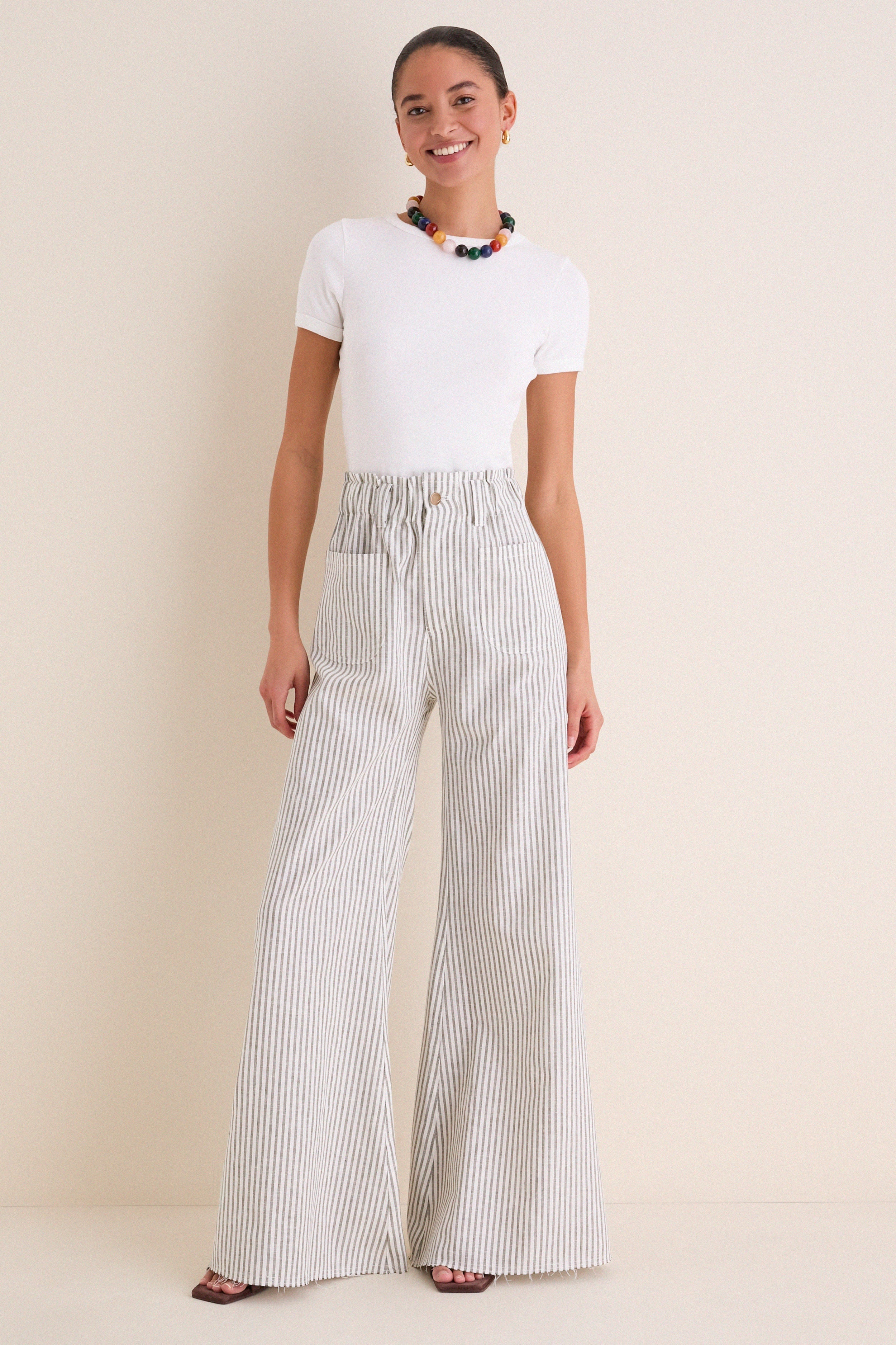 Juniper Stripe Linen Tulip Wide Leg Pant