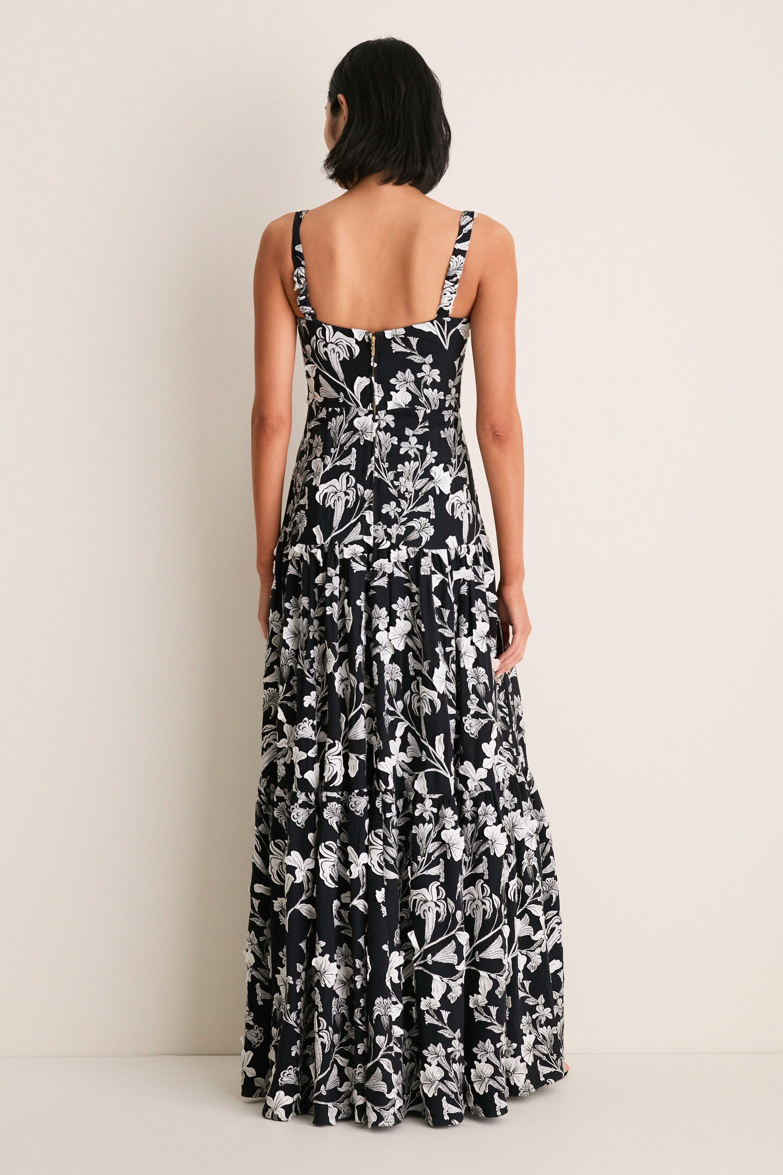 Exclusive Embroidered Guayacan Lima Maxi Dress