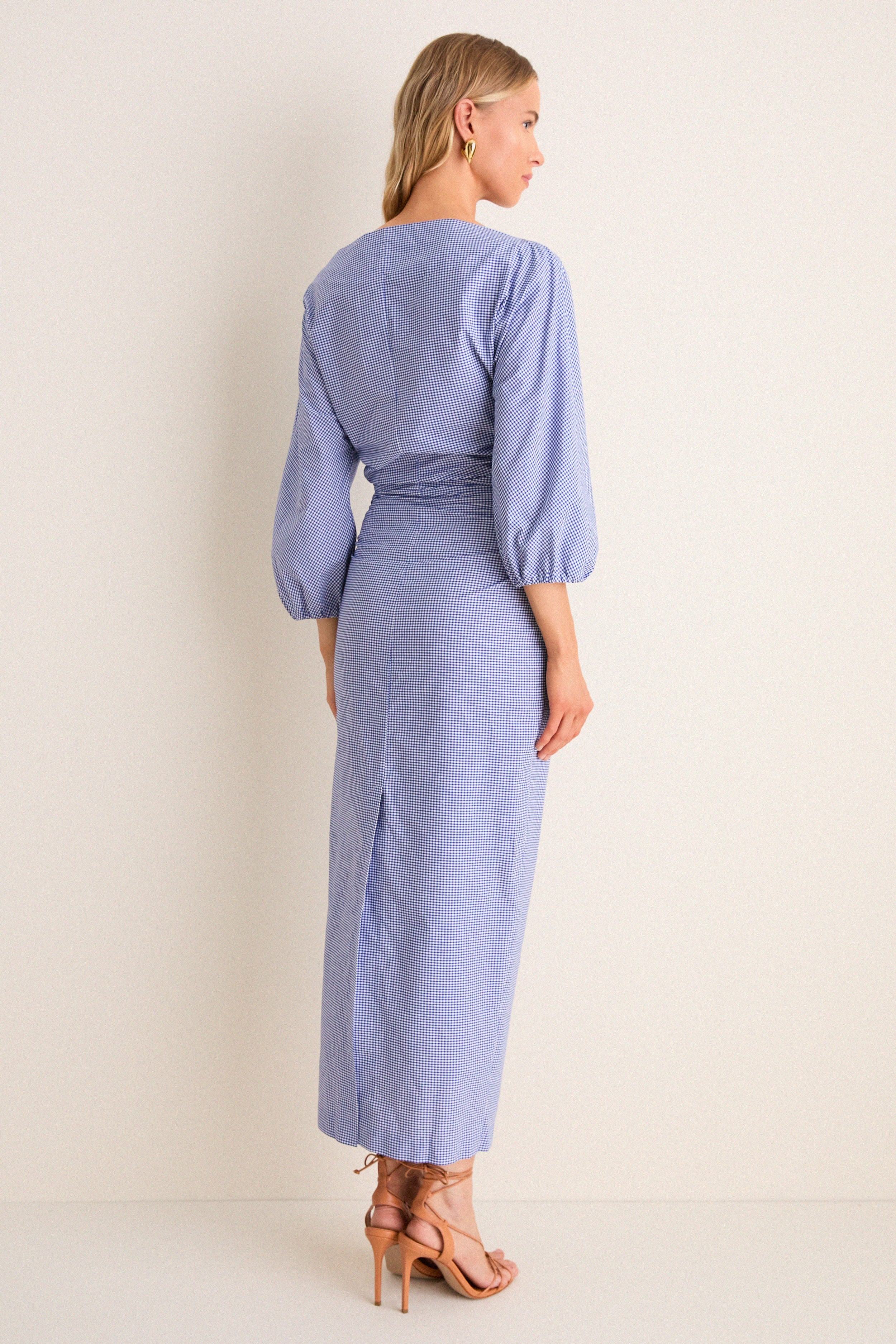 Blue Microvichy Ezra Dress