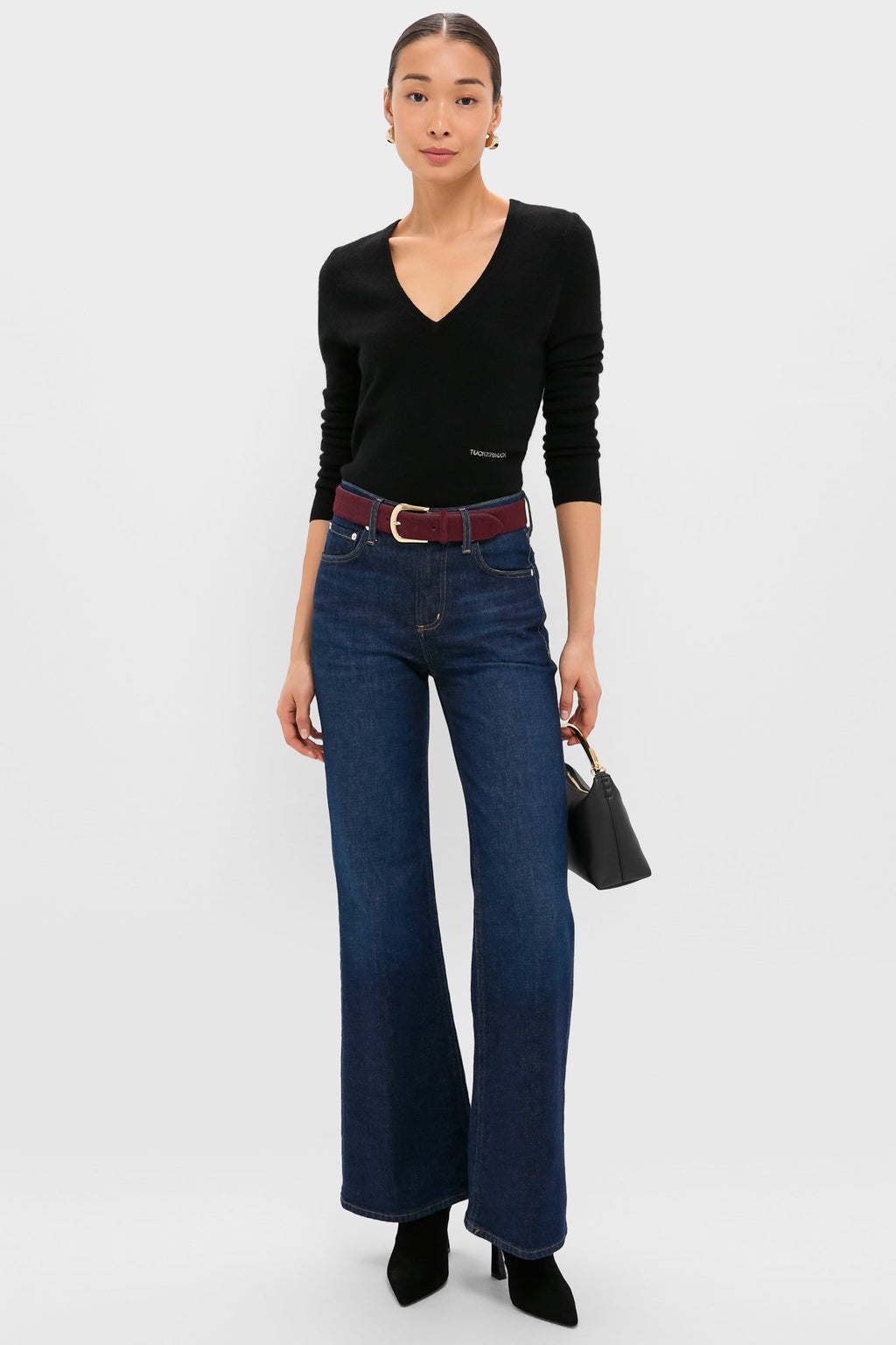 Black Cashmere V-Neck Sweater